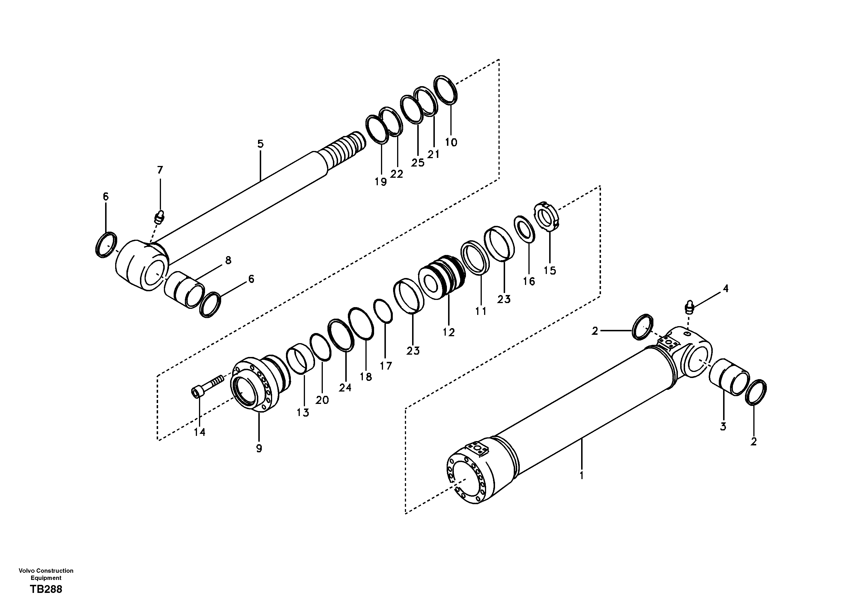 Схема запчастей Volvo EC140B - 95880 Гидроцилиндр отвала EC140B