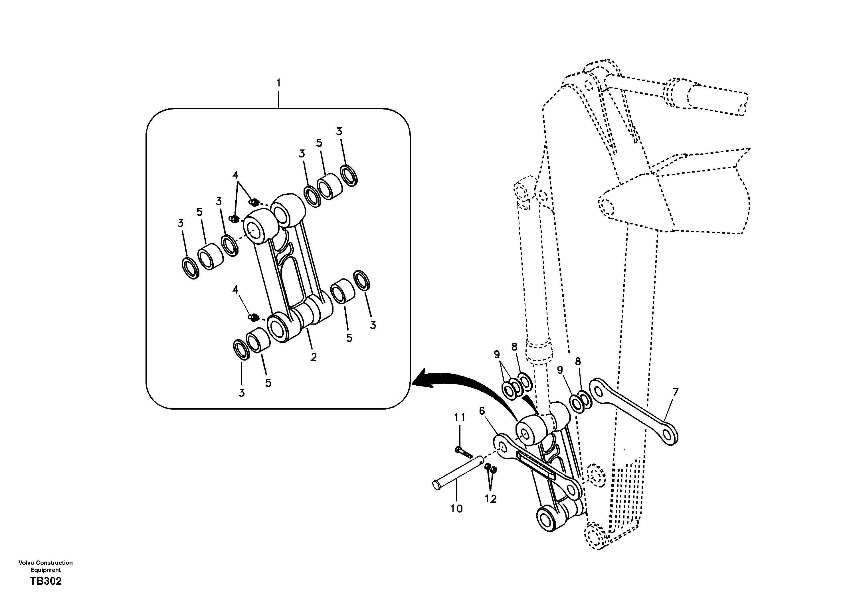 Схема запчастей Volvo EC140B - 99535 Links to connecting rod EC140B