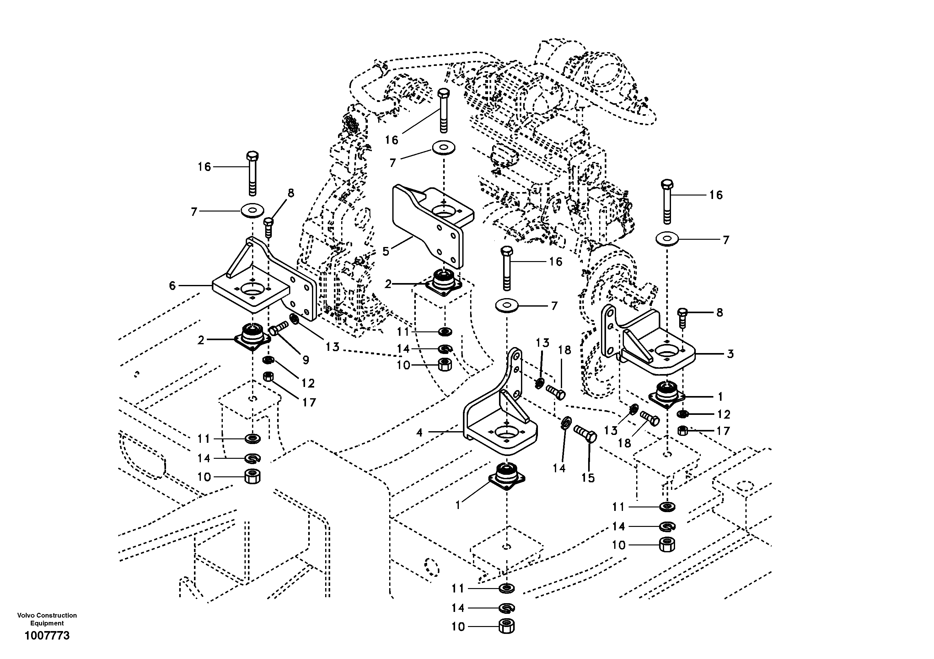 Схема запчастей Volvo EC140B - 41814 Engine mount EC140B