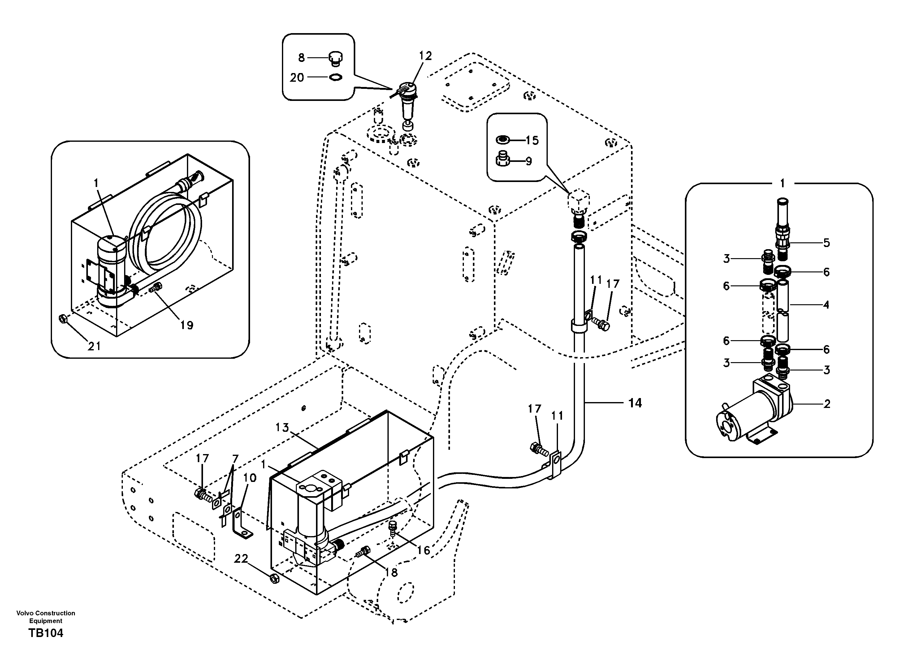 Схема запчастей Volvo EC140B - 36429 Fuel filling pump with assembling details EC140B