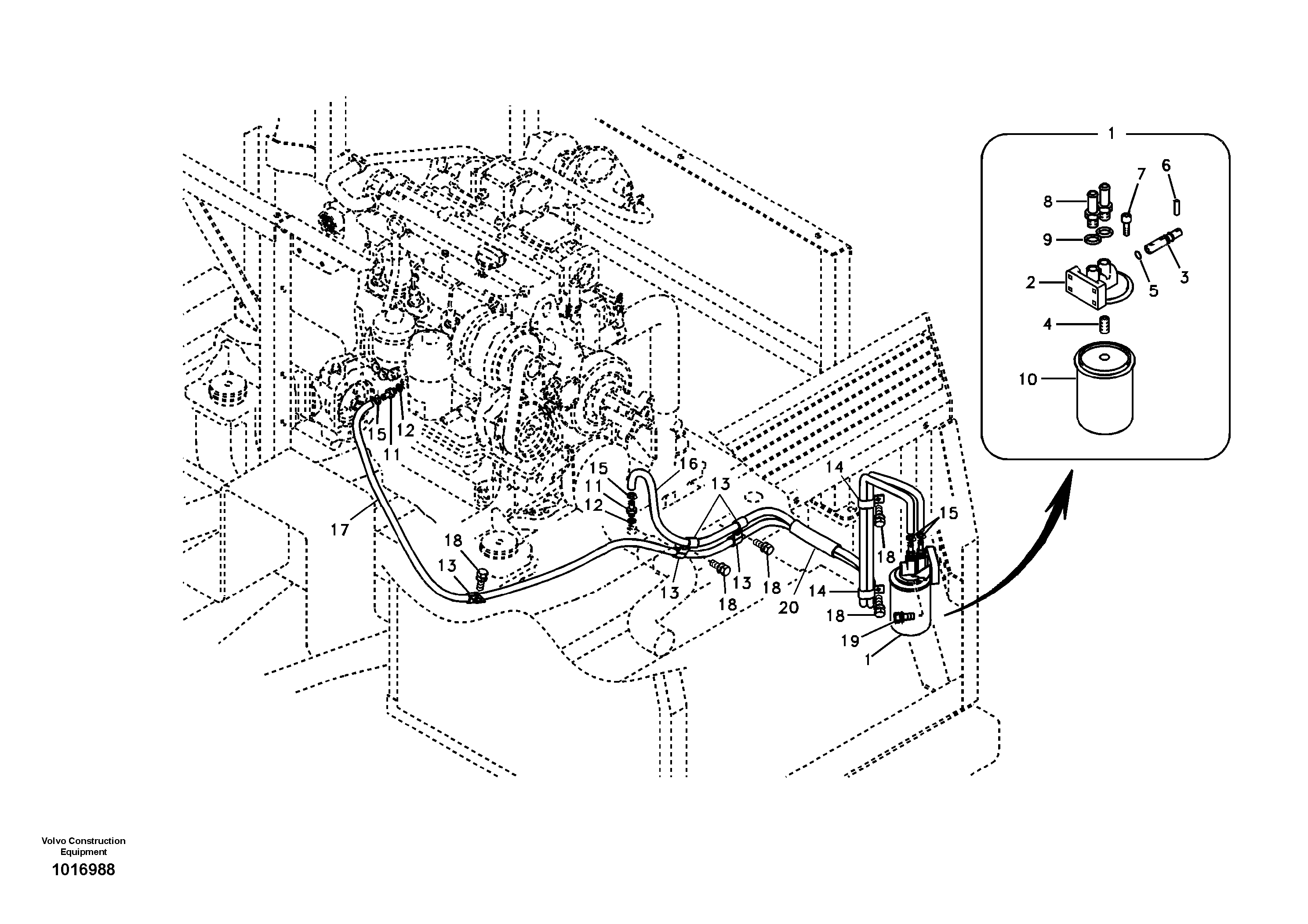 Схема запчастей Volvo EC140B - 40830 Coolant filter EC140B