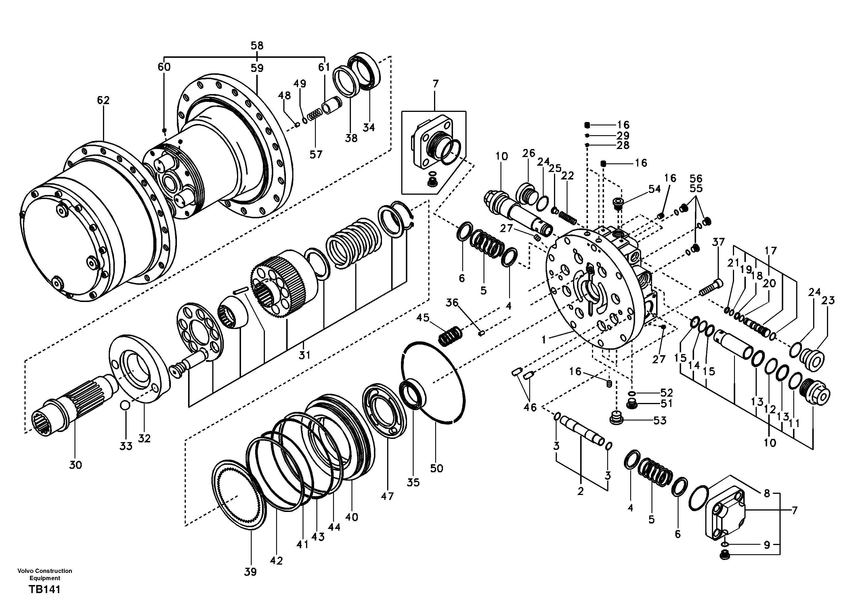 Схема запчастей Volvo EC140B - 92153 Гидромотор хода EC140B PRIME S/N 15001-