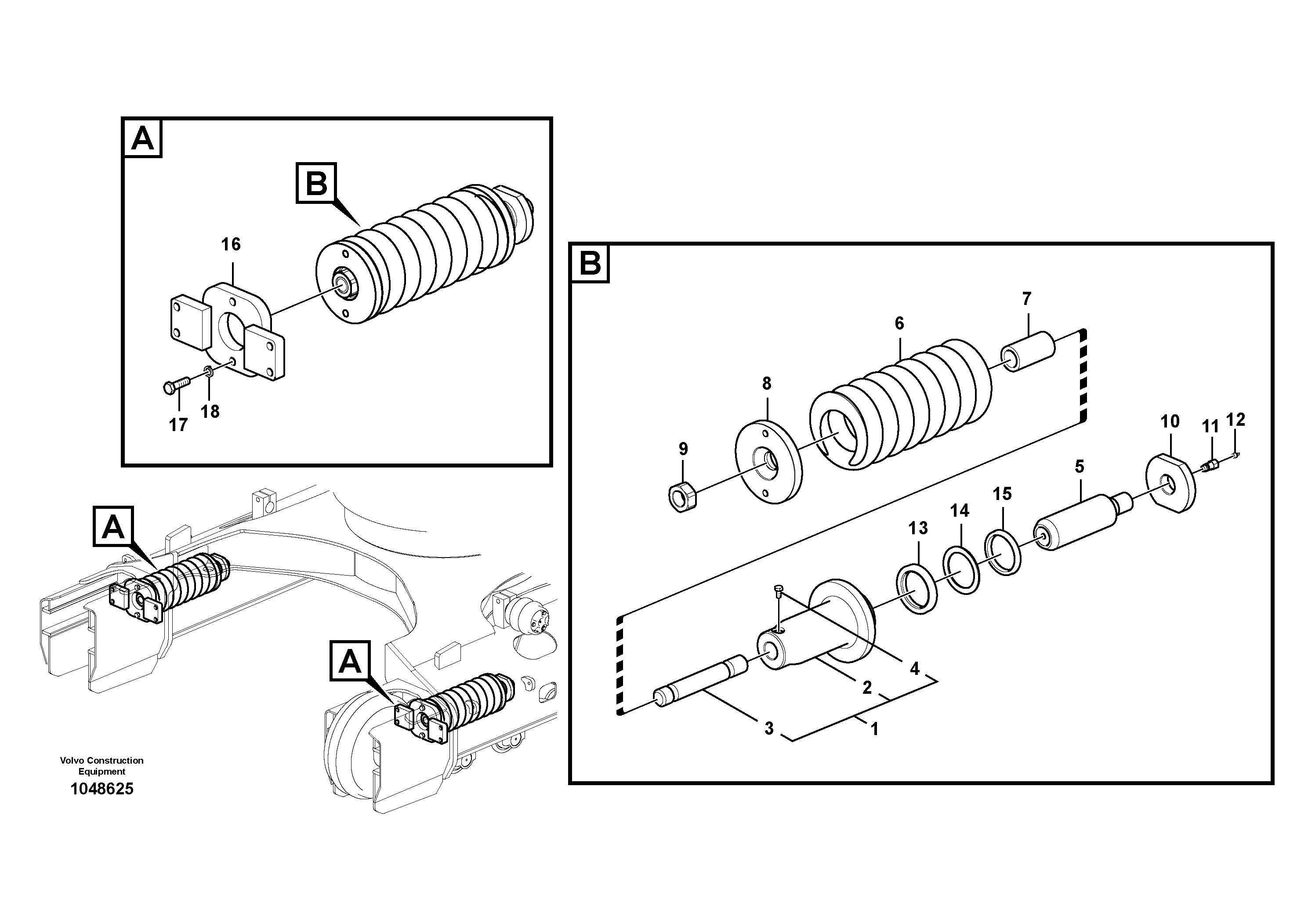 Схема запчастей Volvo EC140B - 87771 Undercarriage, spring package EC140B PRIME S/N 15001-
