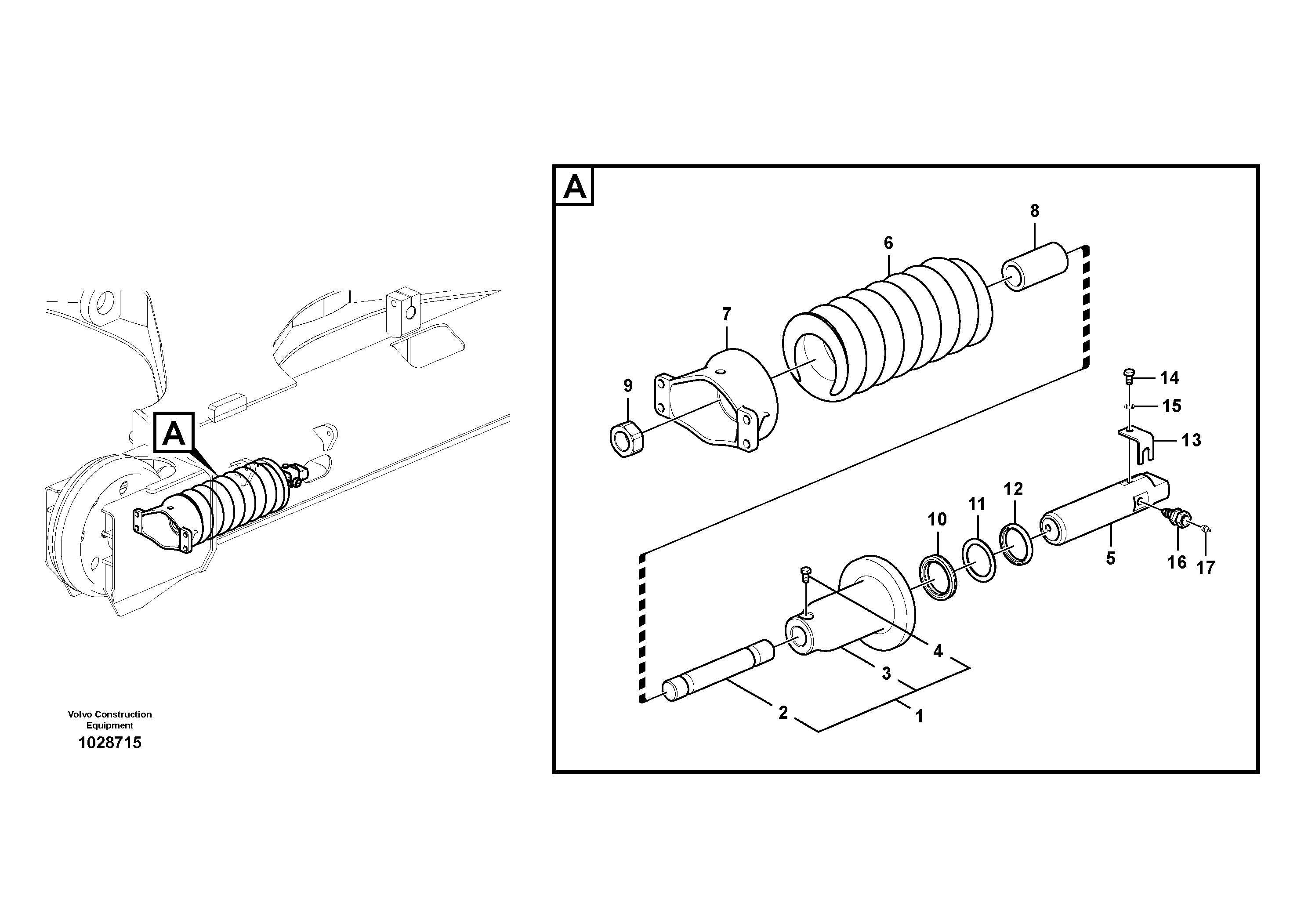 Схема запчастей Volvo EC140B - 96742 Undercarriage, spring package EC140B PRIME S/N 15001-