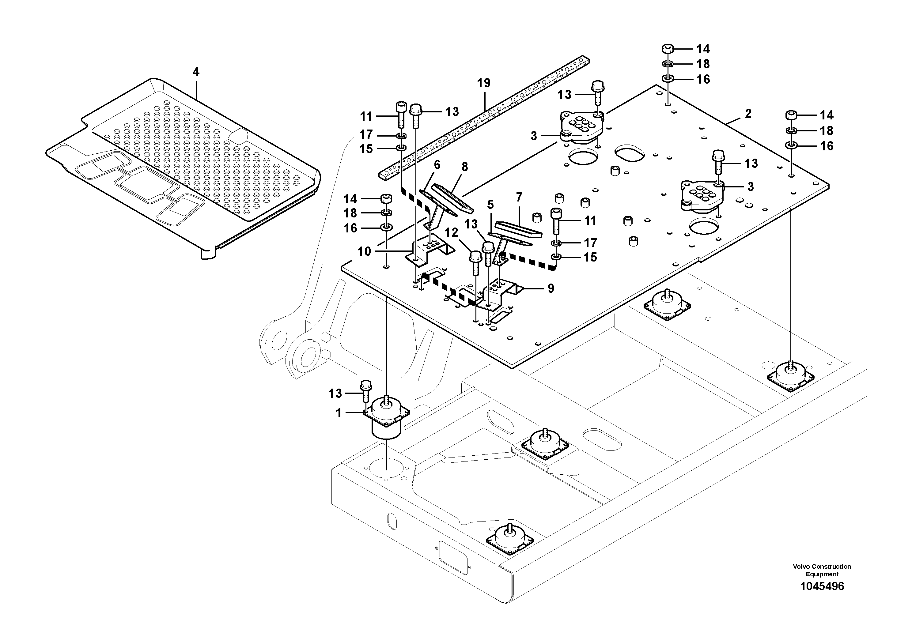 Схема запчастей Volvo EC140B - 87782 Cabin floor EC140B PRIME S/N 15001-