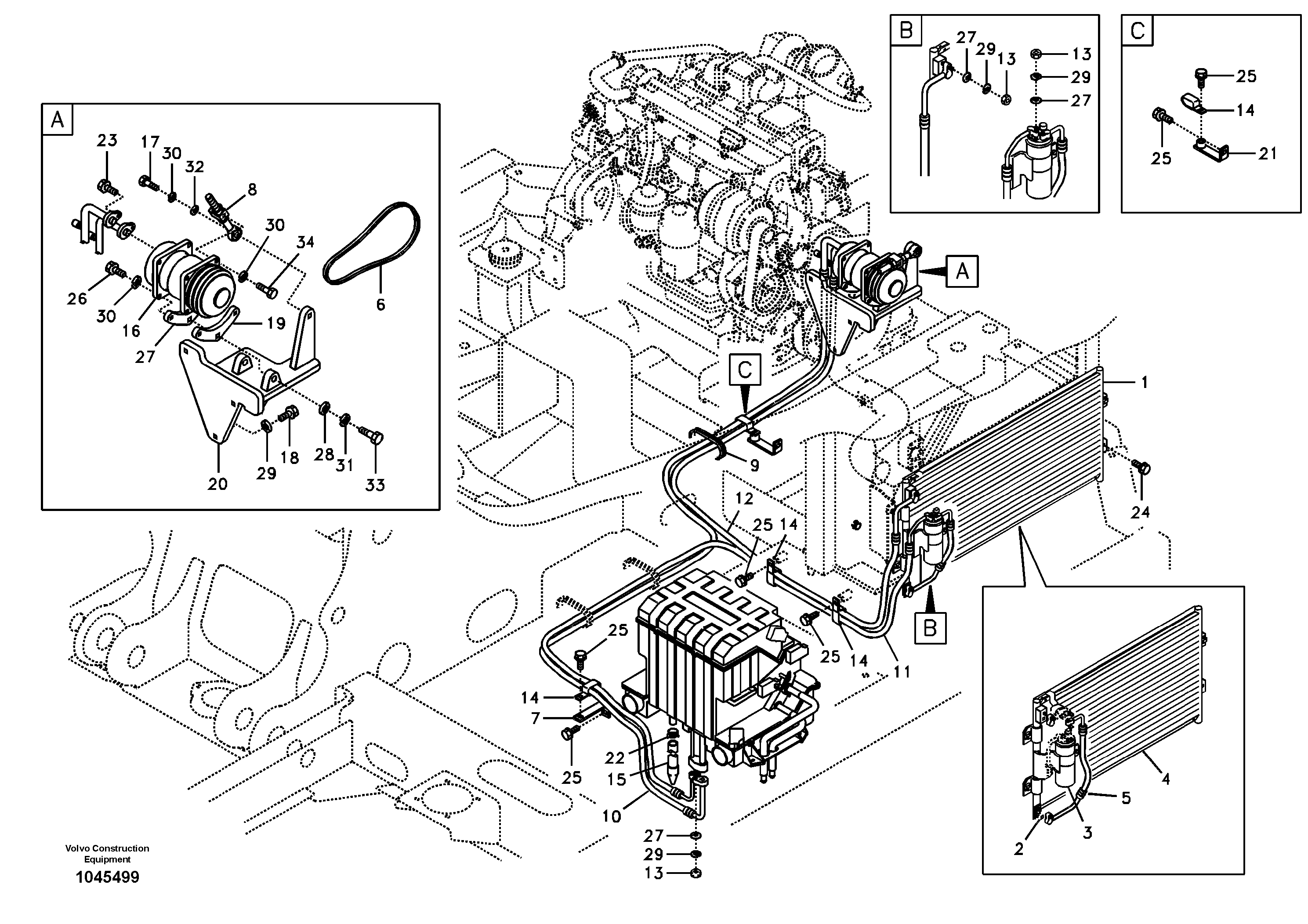Схема запчастей Volvo EC140B - 89390 Air conditioning unit line EC140B PRIME S/N 15001-