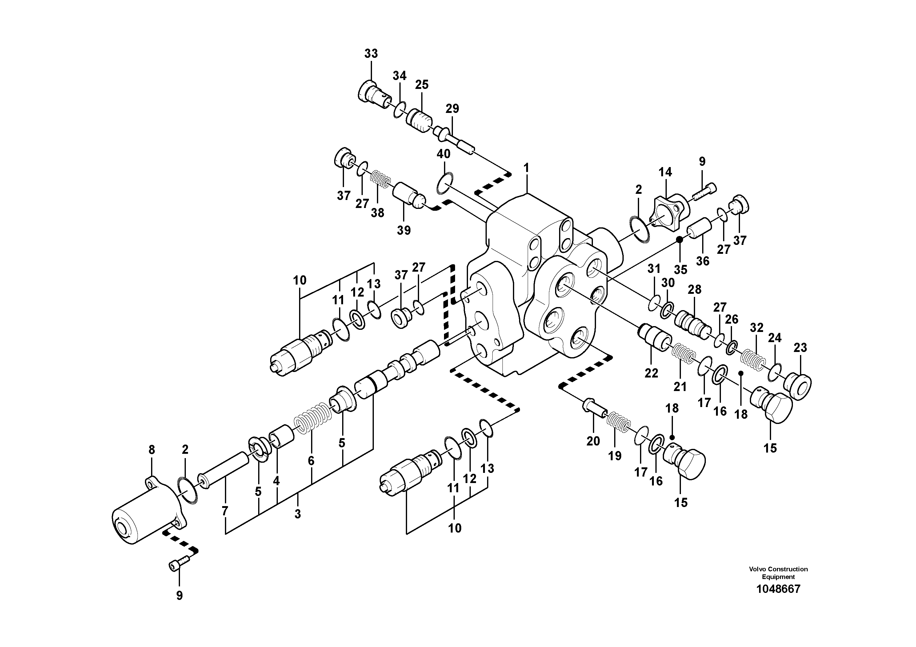 Схема запчастей Volvo EC140B - 93279 Working hydraulic, adjustable boom control valve EC140B PRIME S/N 15001-