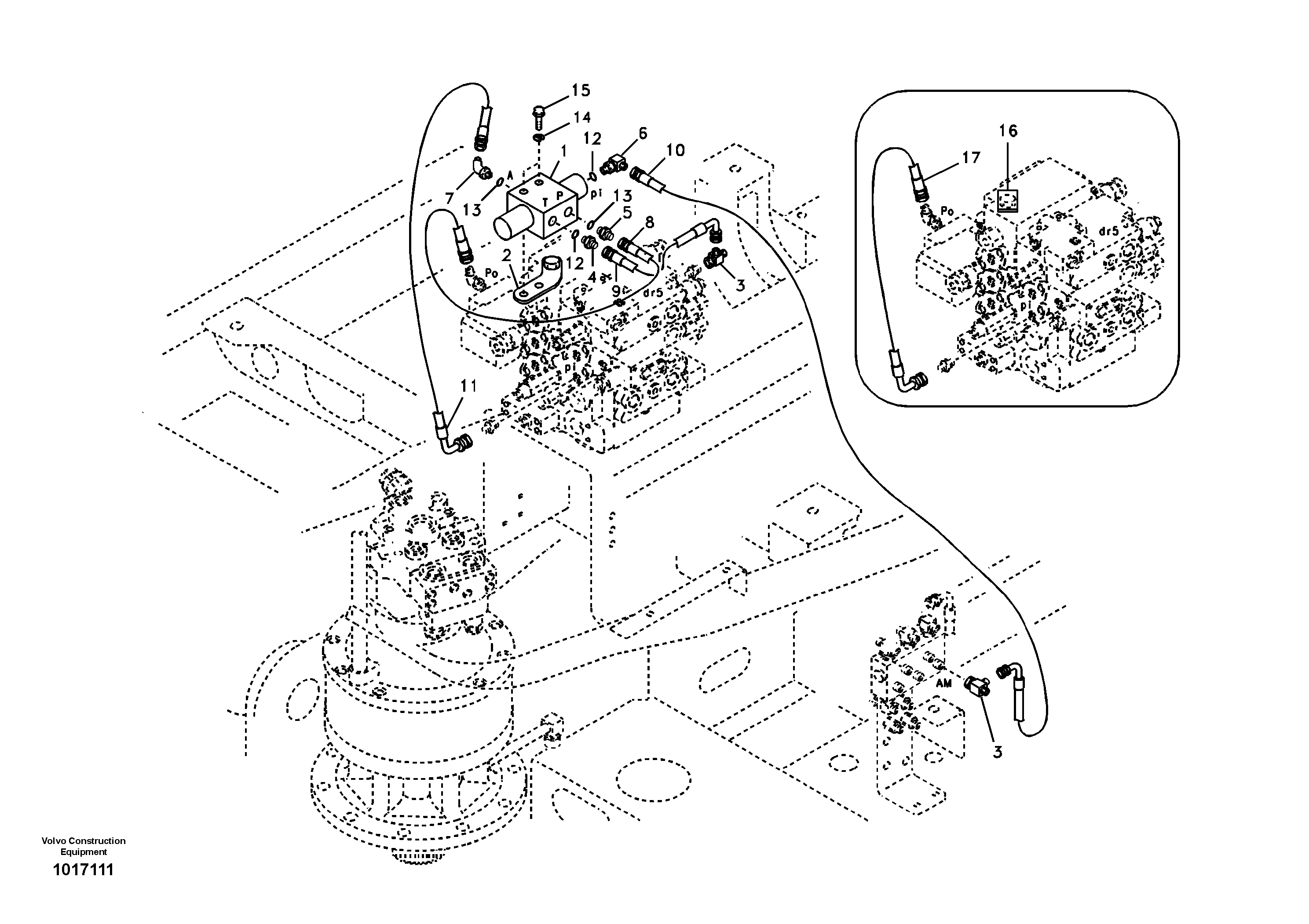 Схема запчастей Volvo EC140B - 89581 Servo system, control valve piping EC140B PRIME S/N 15001-