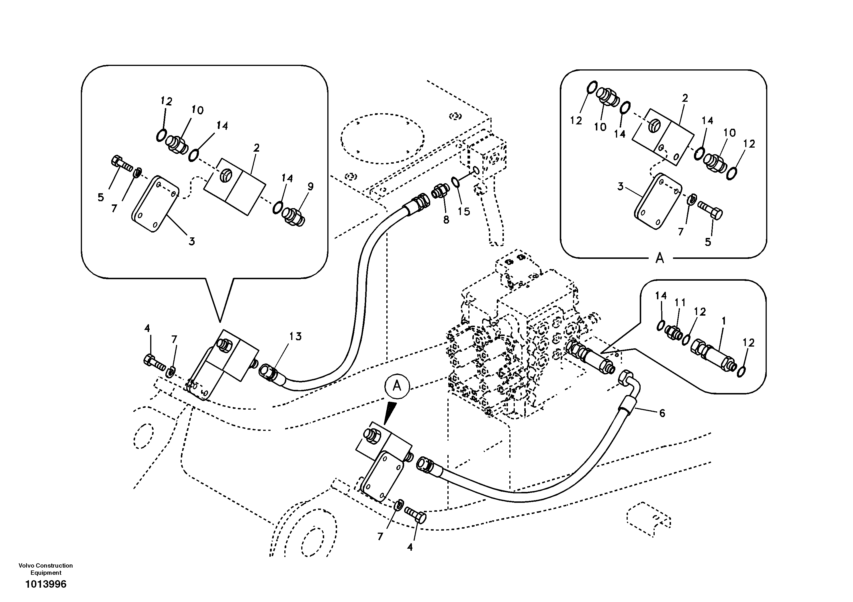 Схема запчастей Volvo EC140B - 90700 Working hydraulic, hammer and shear for upper EC140B PRIME S/N 15001-