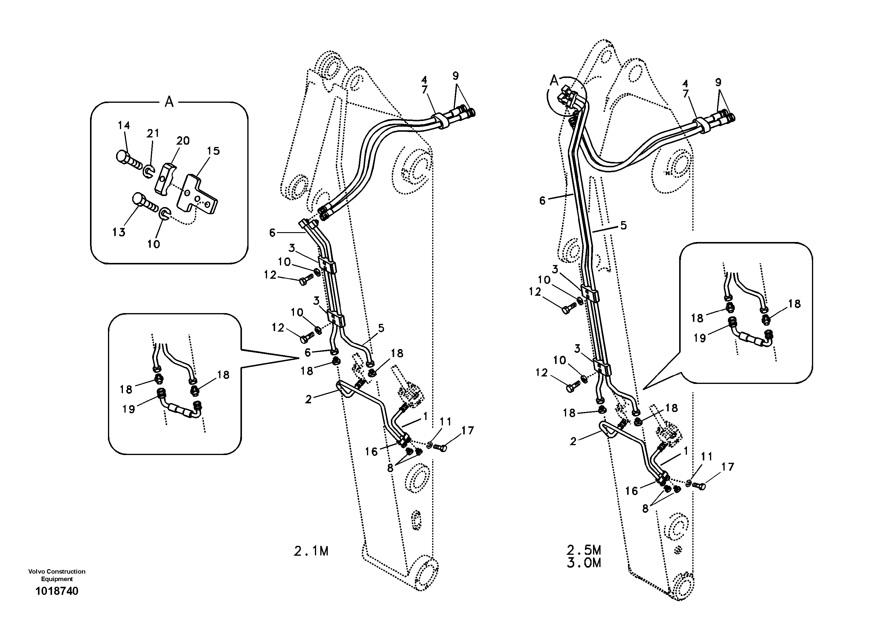 Схема запчастей Volvo EC140B - 92115 Working hydraulic, slope and rotator on dipper arm EC140B PRIME S/N 15001-