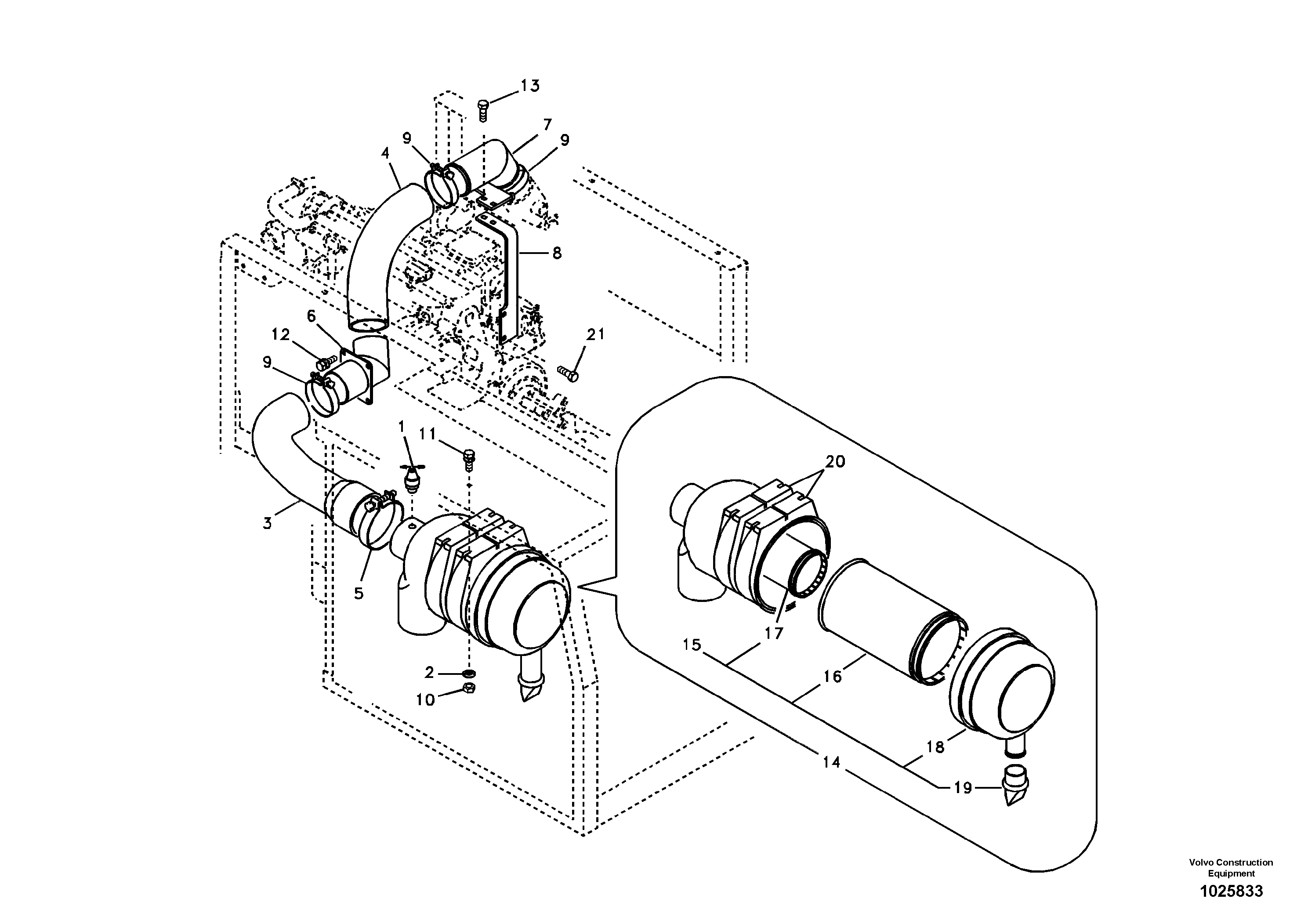 Схема запчастей Volvo EC140B - 92110 Система впуска EC140B PRIME S/N 15001-