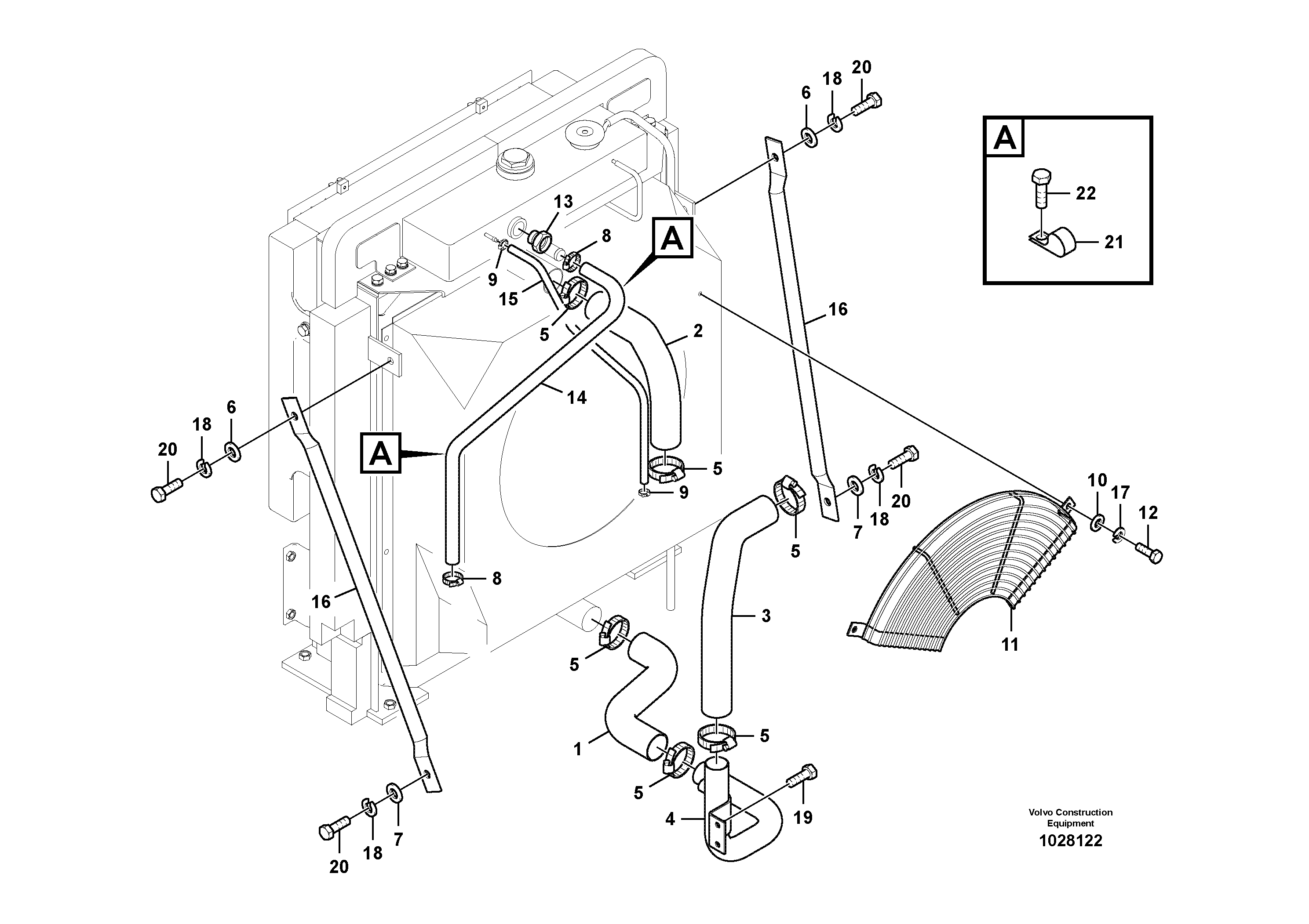 Схема запчастей Volvo EC140B - 86902 Система охлаждения EC140B PRIME S/N 15001-