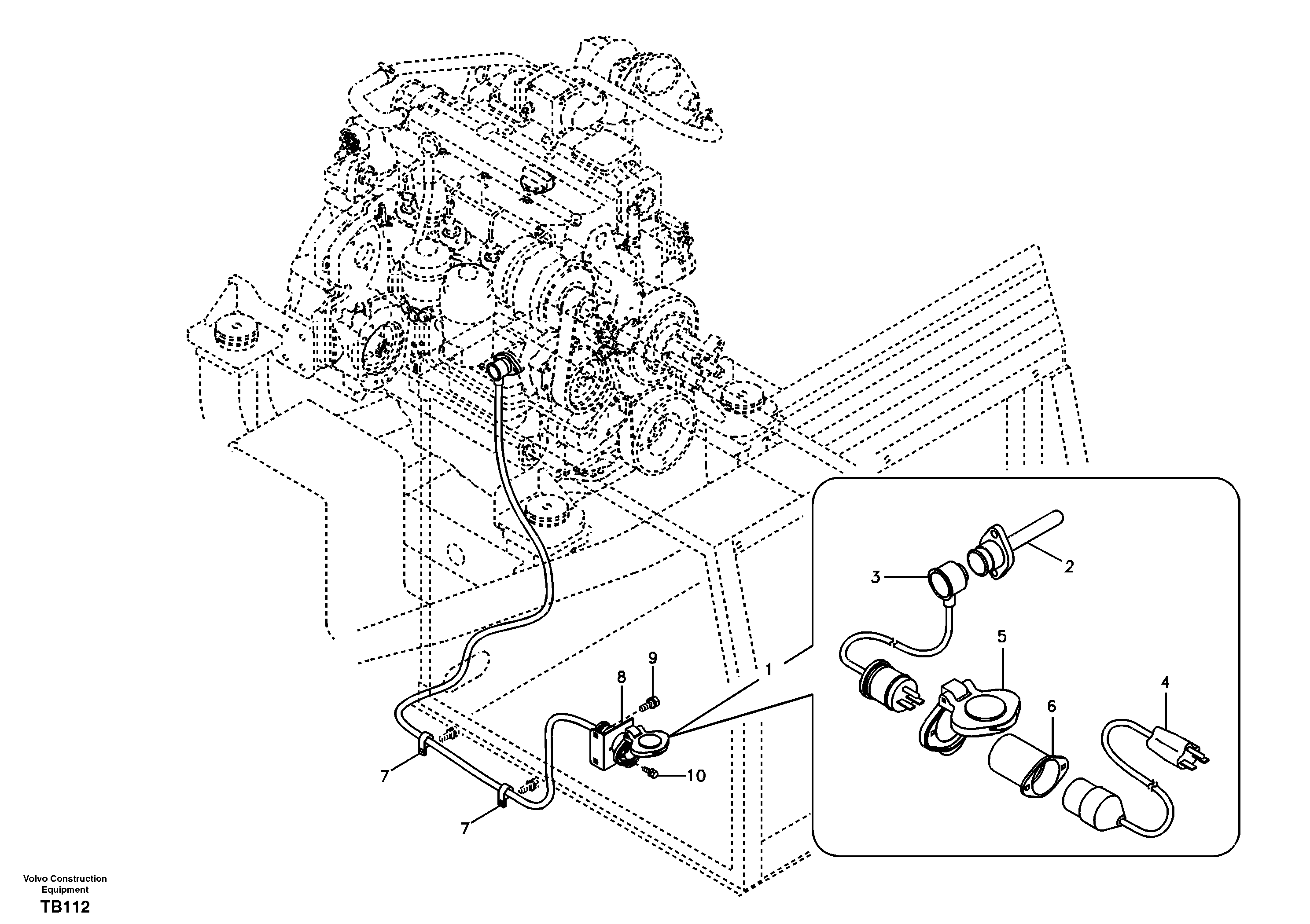 Схема запчастей Volvo EC140B - 95616 Engine block heater EC140B PRIME S/N 15001-