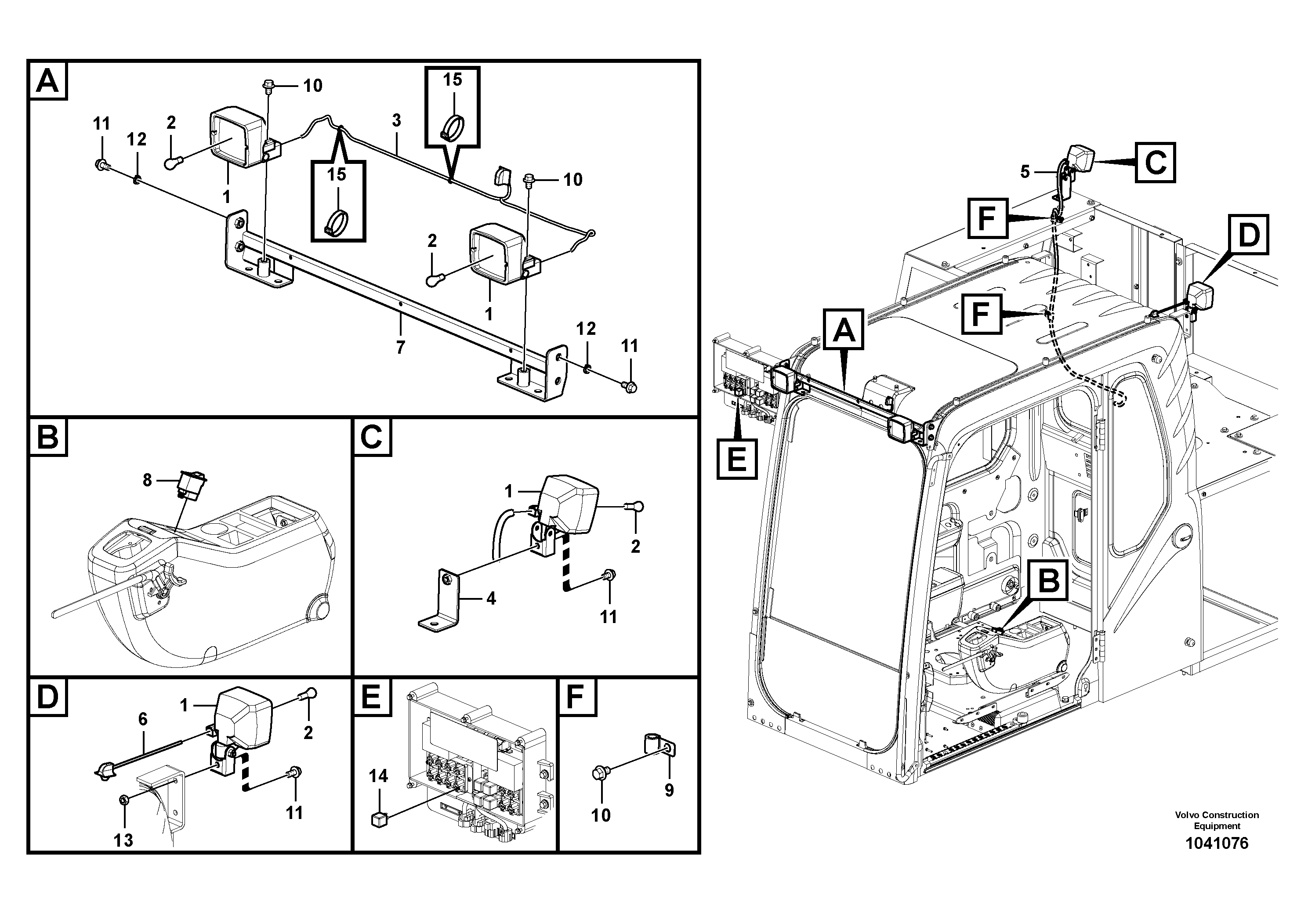 Схема запчастей Volvo EC140B - 86473 Work lights, extra EC140B PRIME S/N 15001-