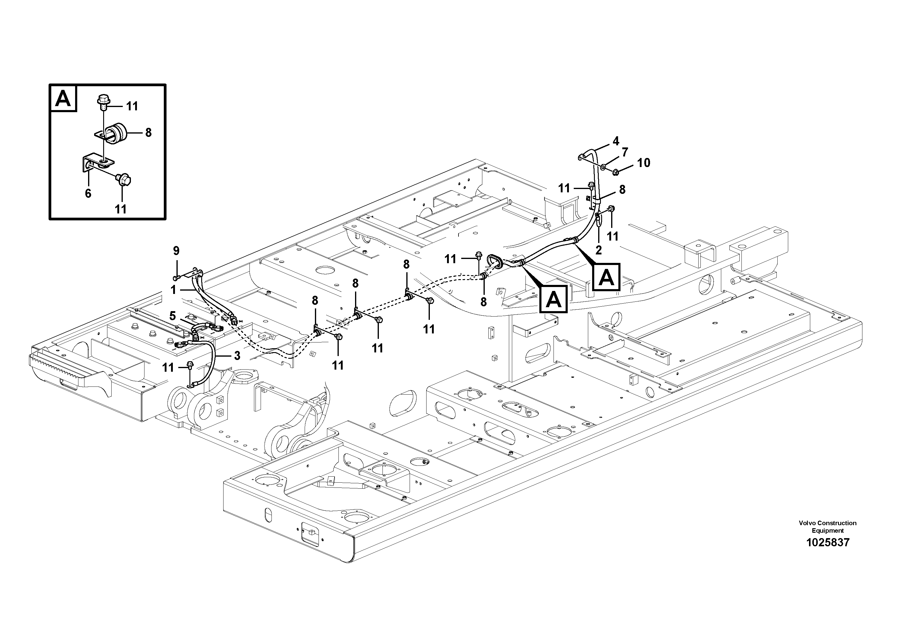 Схема запчастей Volvo EC140B - 87378 Cables, battery EC140B PRIME S/N 15001-