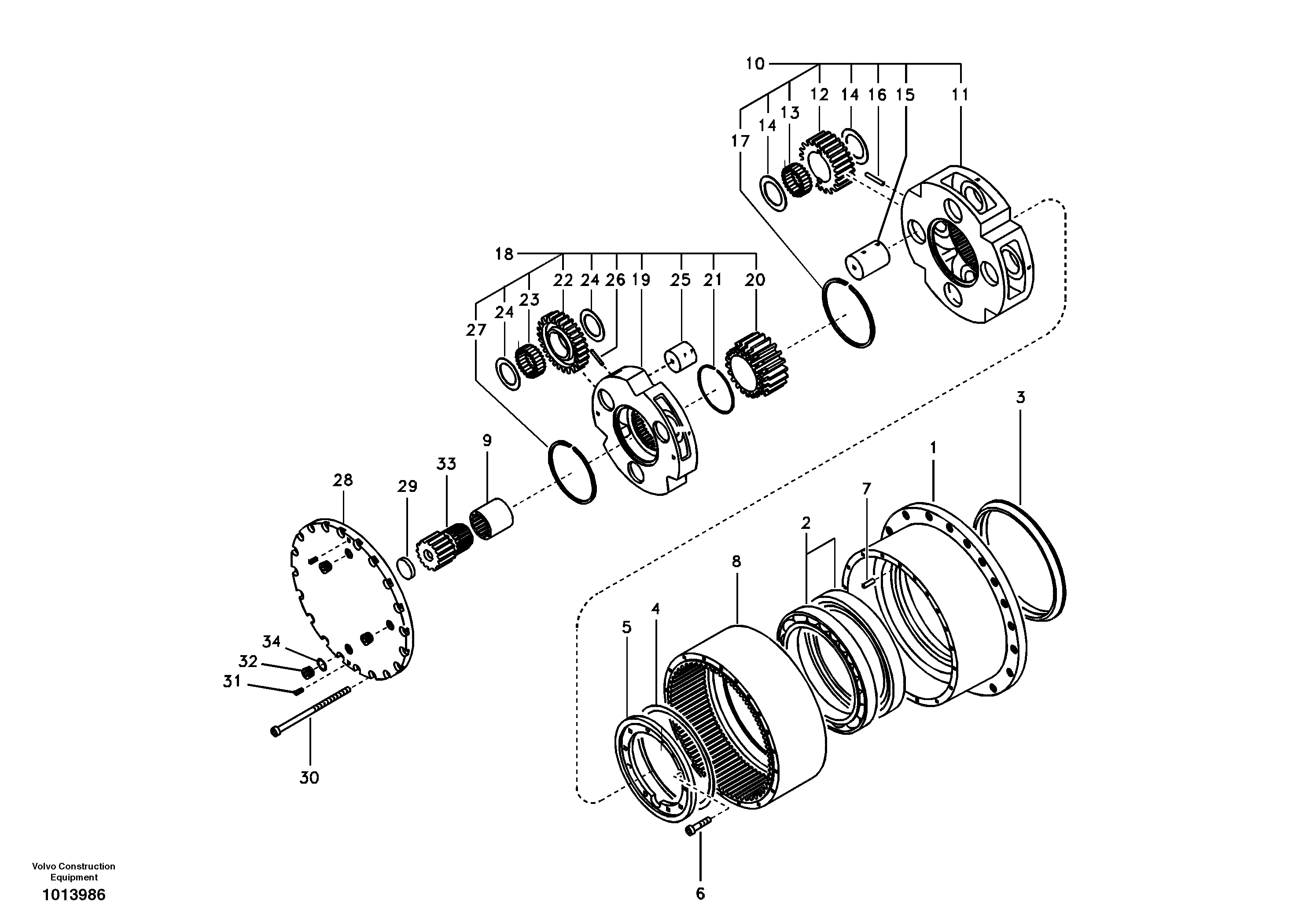 Схема запчастей Volvo EC140B - 94682 Travel gearbox EC140B PRIME S/N 15001-