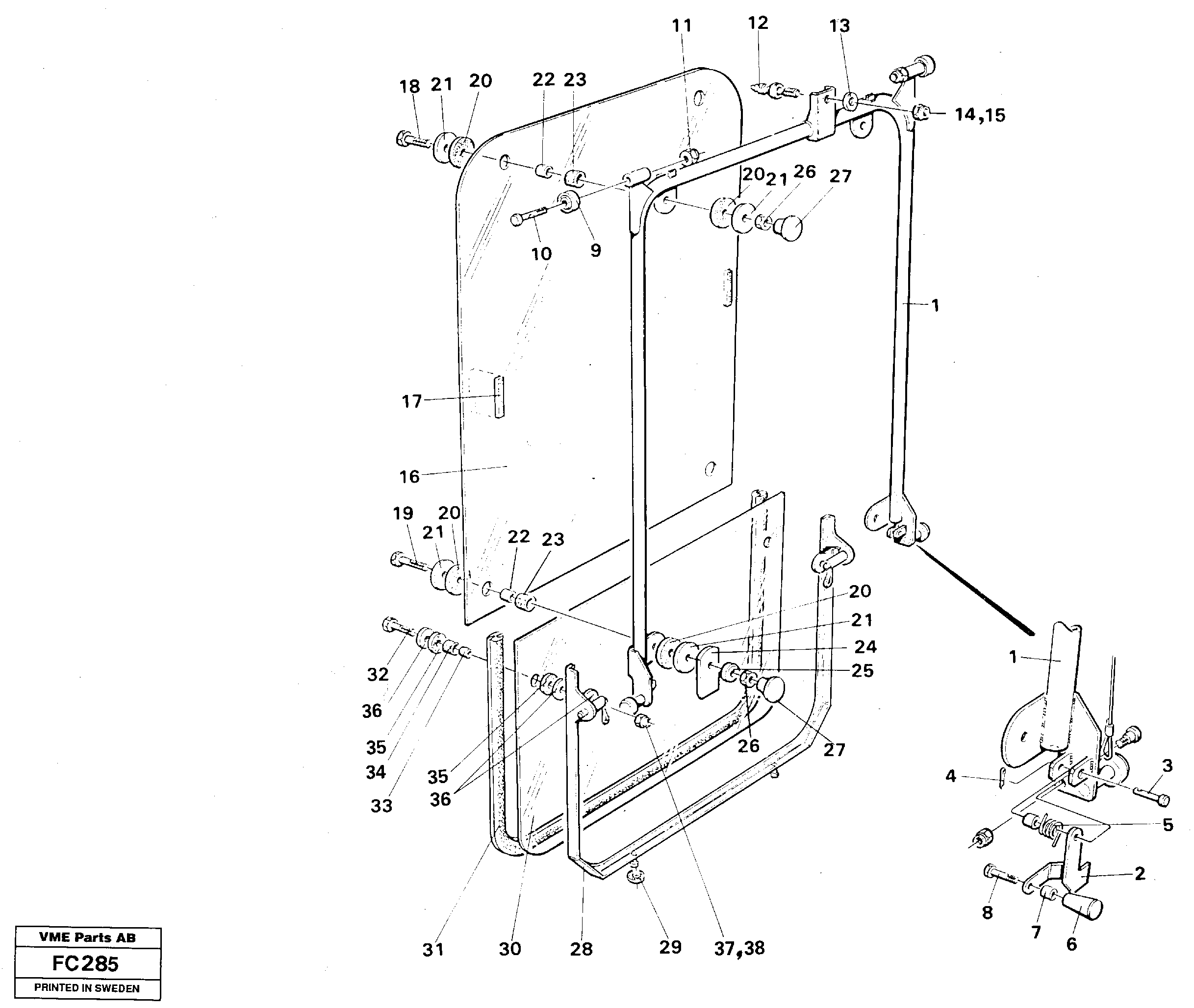 Схема запчастей Volvo EC150 - 31465 Front window EC150 ?KERMAN ?KERMAN EC150 SER NO - 129