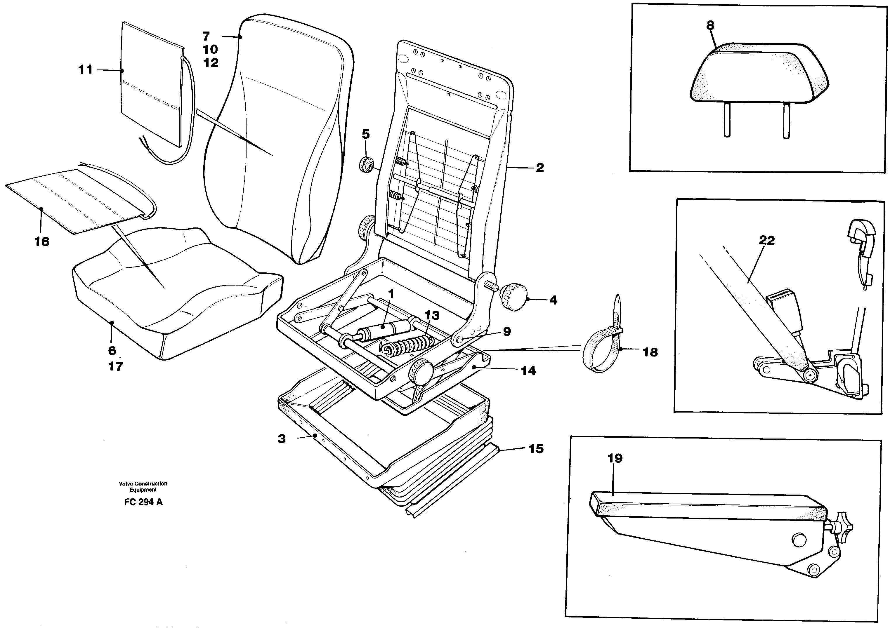 Схема запчастей Volvo EC150 - 34737 Operators seat Be-ge EC150 ?KERMAN ?KERMAN EC150 SER NO - 129