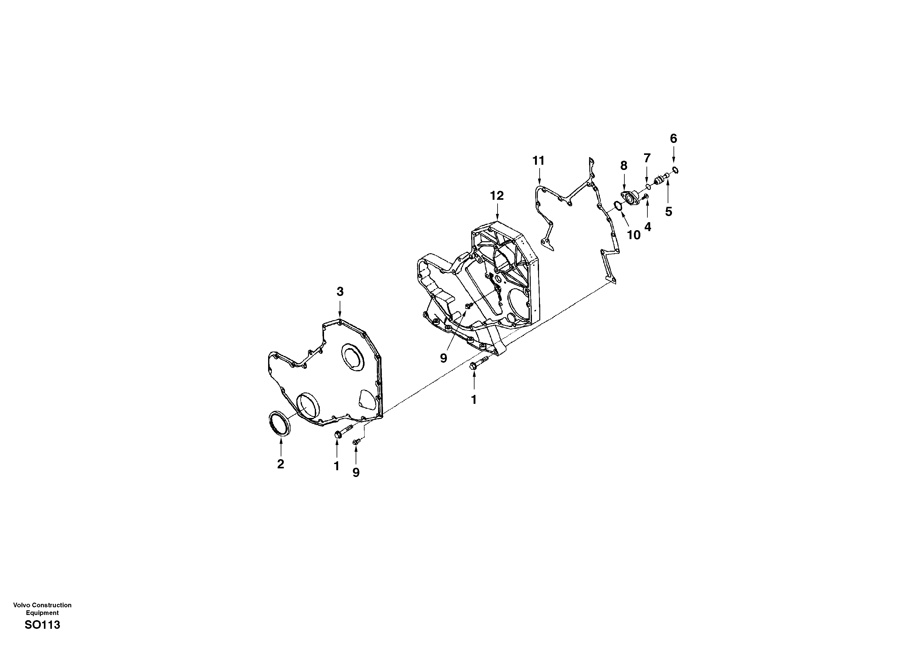Схема запчастей Volvo EC150 - 34422 Timing gear casing EC150