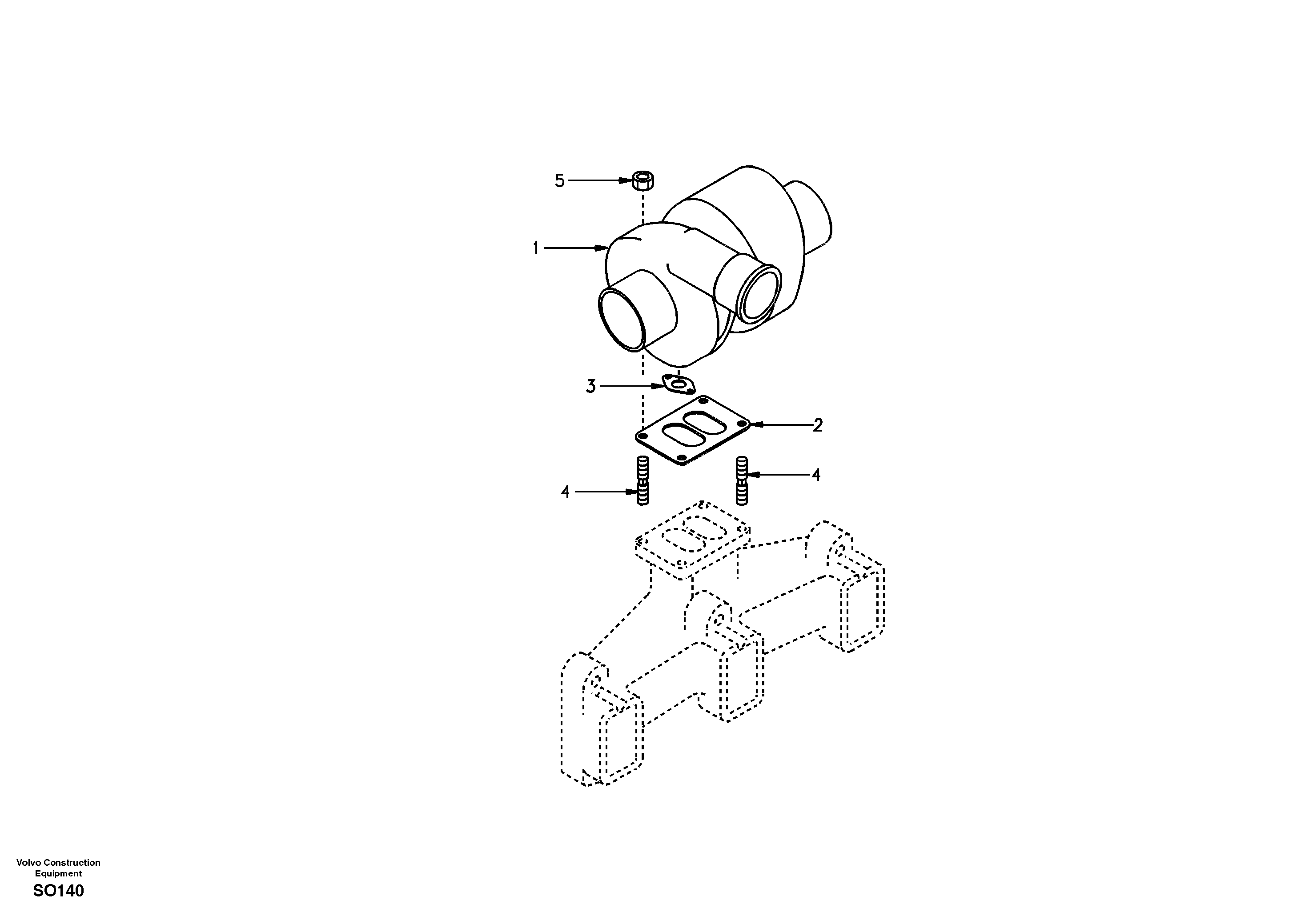 Схема запчастей Volvo EC150 - 840 Турбокомпрессор (турбина) с установочными деталями EC150