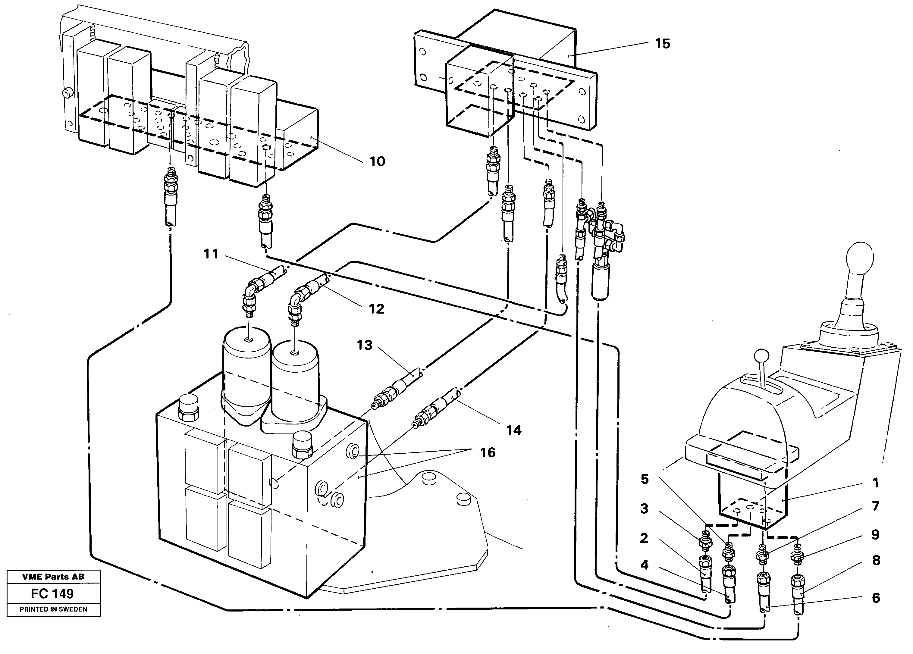 Схема запчастей Volvo EC150 - 35771 Servo hydraulics, crewler,slewing EC150 ?KERMAN ?KERMAN EC150 SER NO - 129