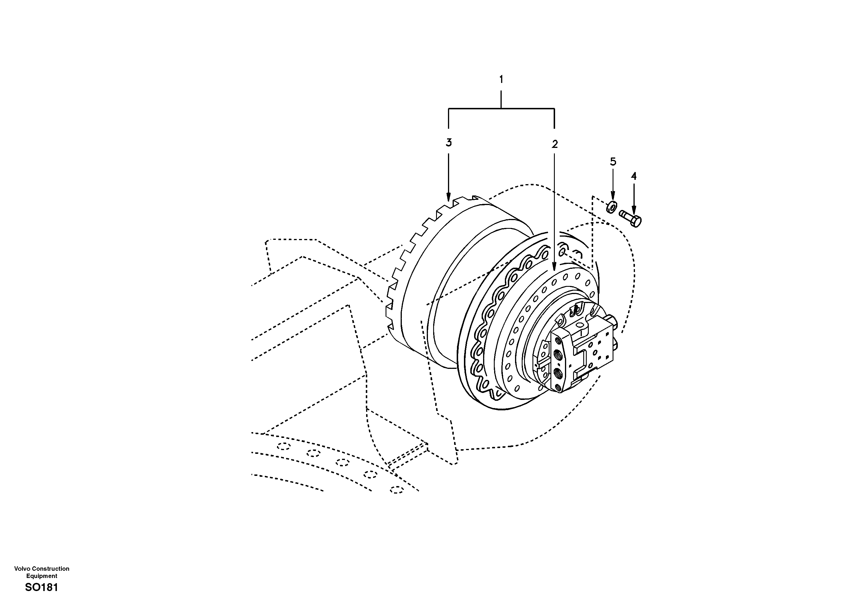 Схема запчастей Volvo EC150 - 44088 Travel motor with mounting parts EC150