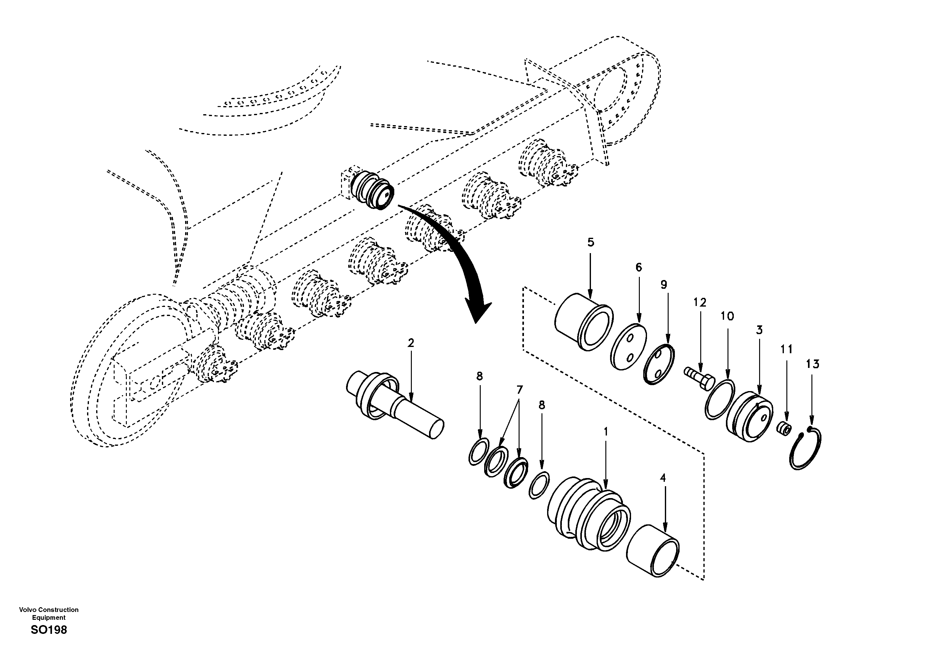 Схема запчастей Volvo EC150 - 10269 Top roller EC150