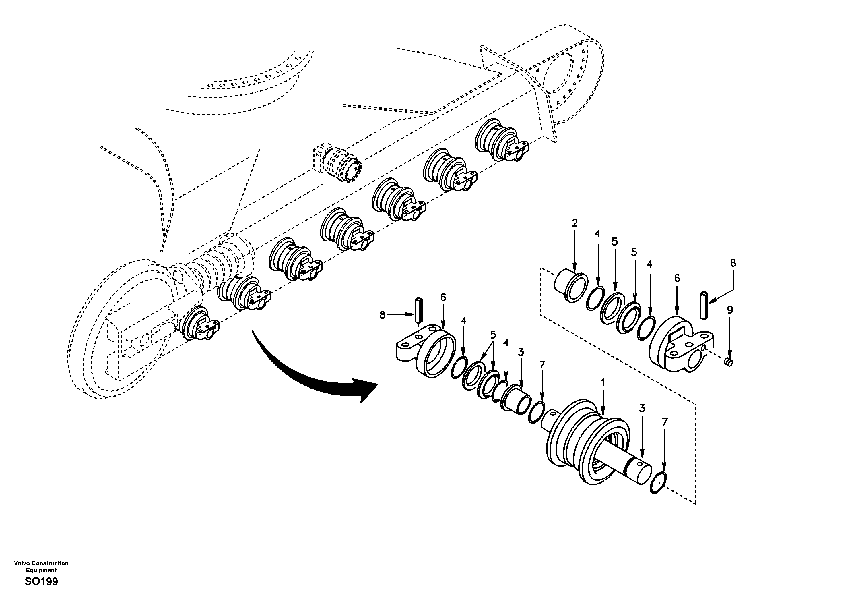 Схема запчастей Volvo EC150 - 17245 Bottom roller EC150