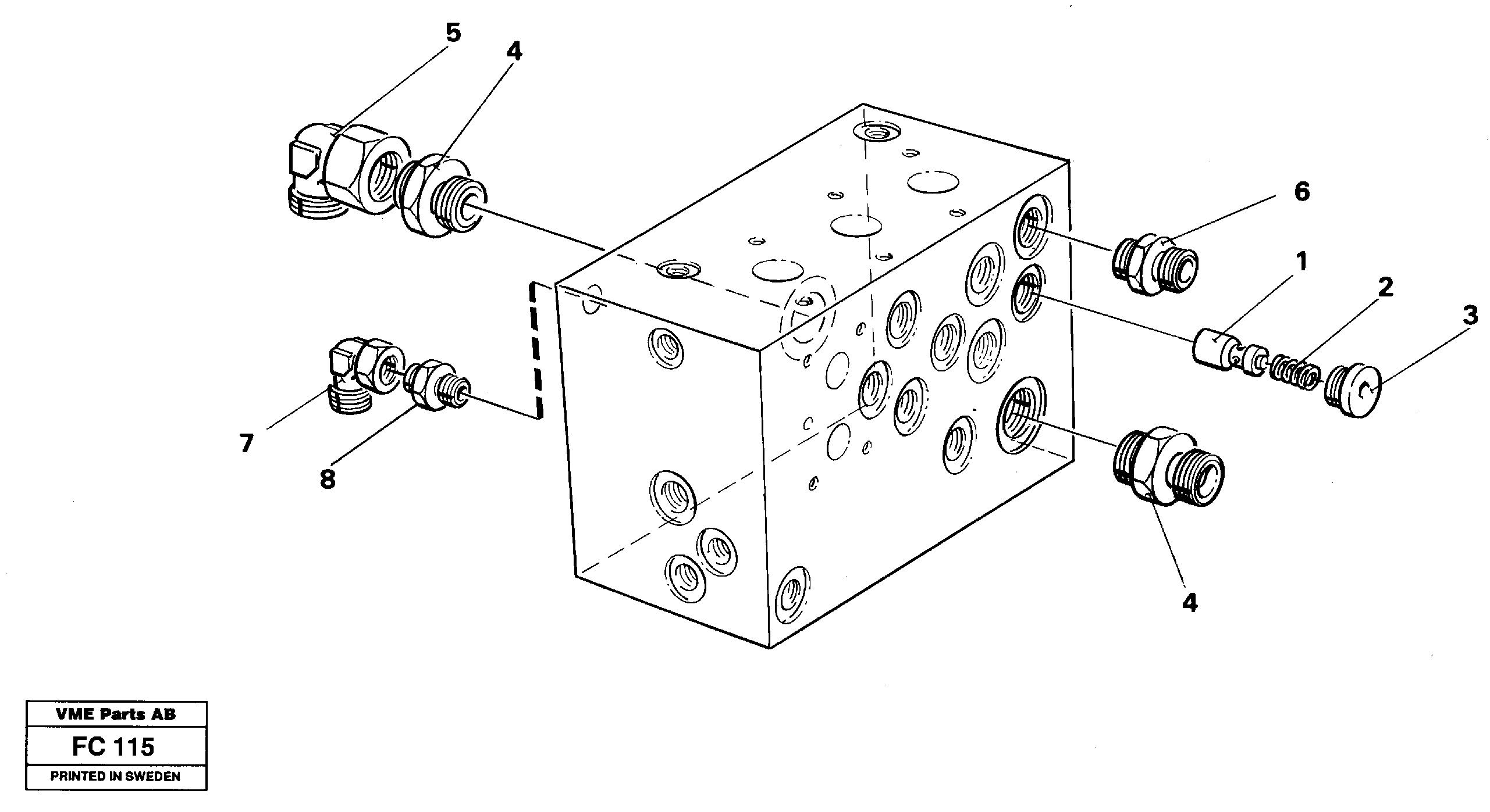 Схема запчастей Volvo EC150 - 27085 Slew valve block, fittings EC150 ?KERMAN ?KERMAN EC150 SER NO - 129