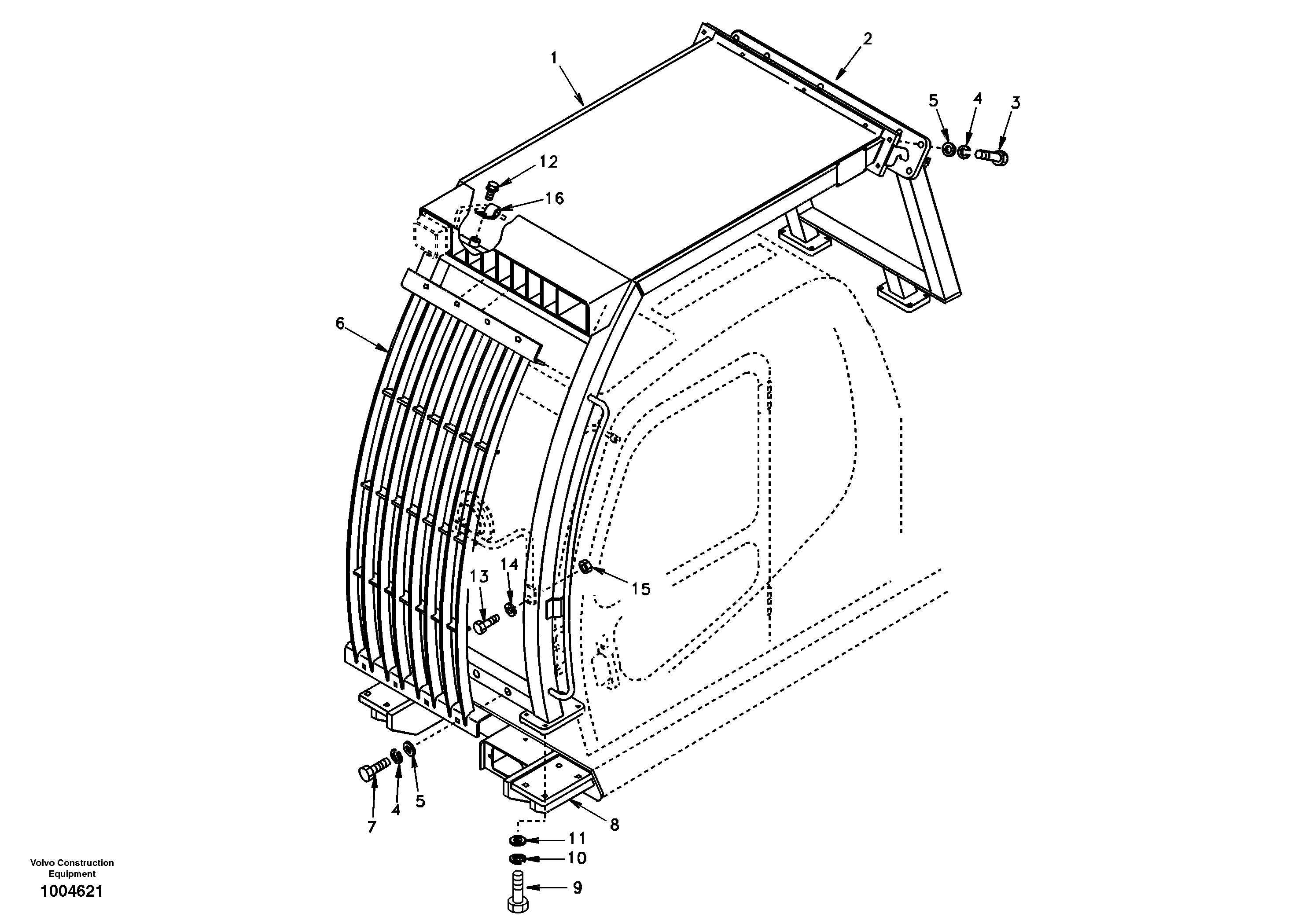 Схема запчастей Volvo EC150 - 39158 Falling object guards EC150