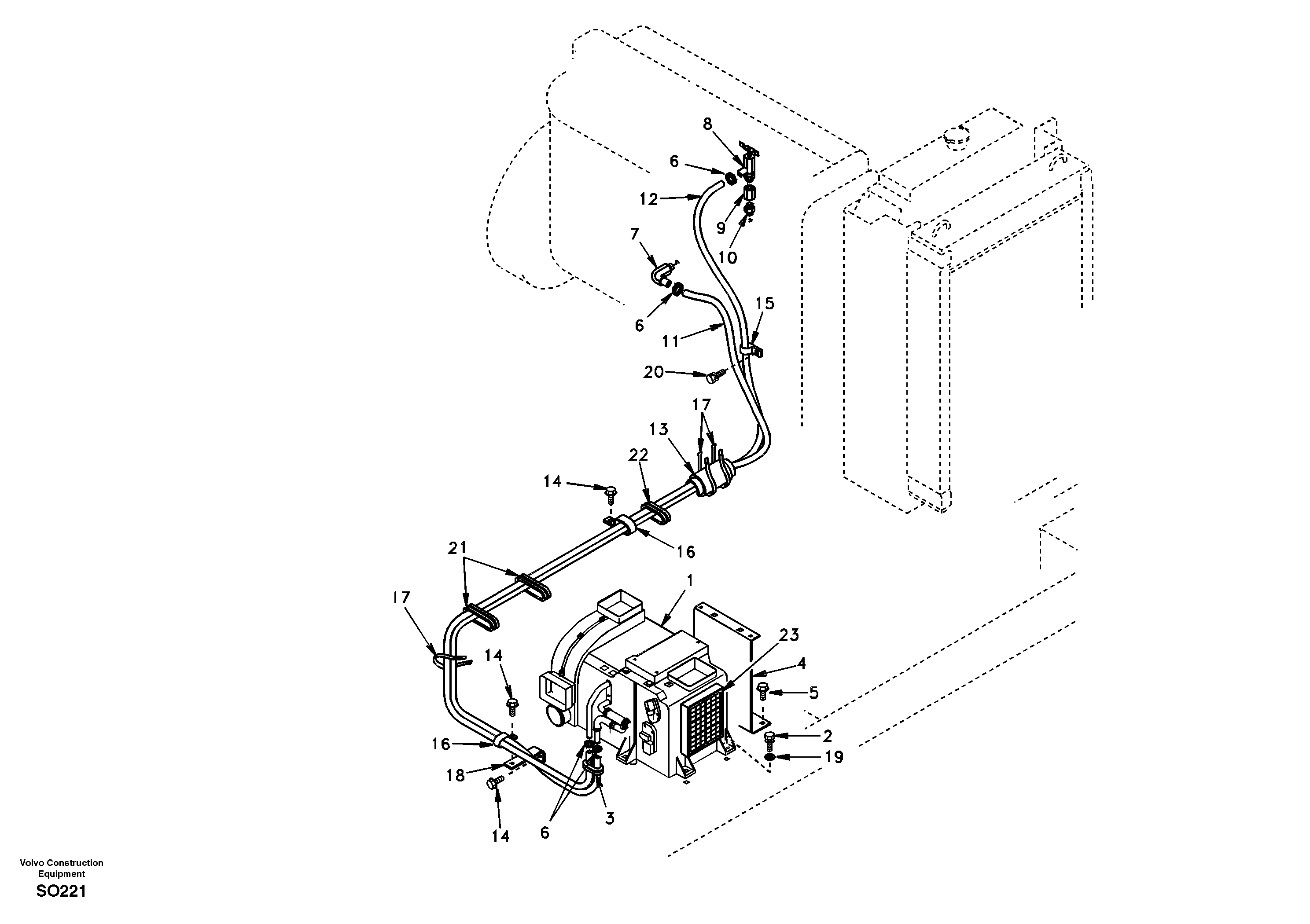 Схема запчастей Volvo EC150 - 36553 Heating line EC150