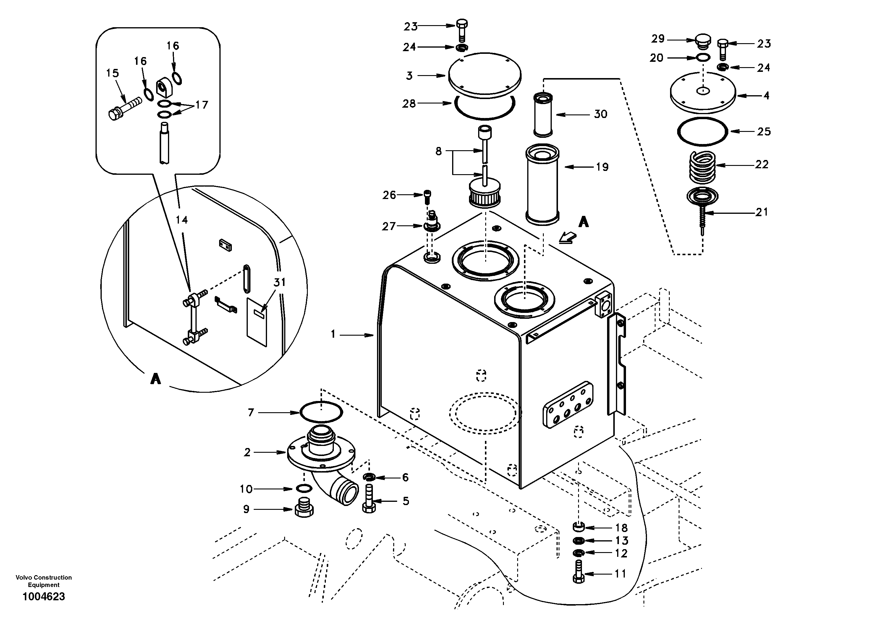 Схема запчастей Volvo EC150 - 105358 Гидробак EC150