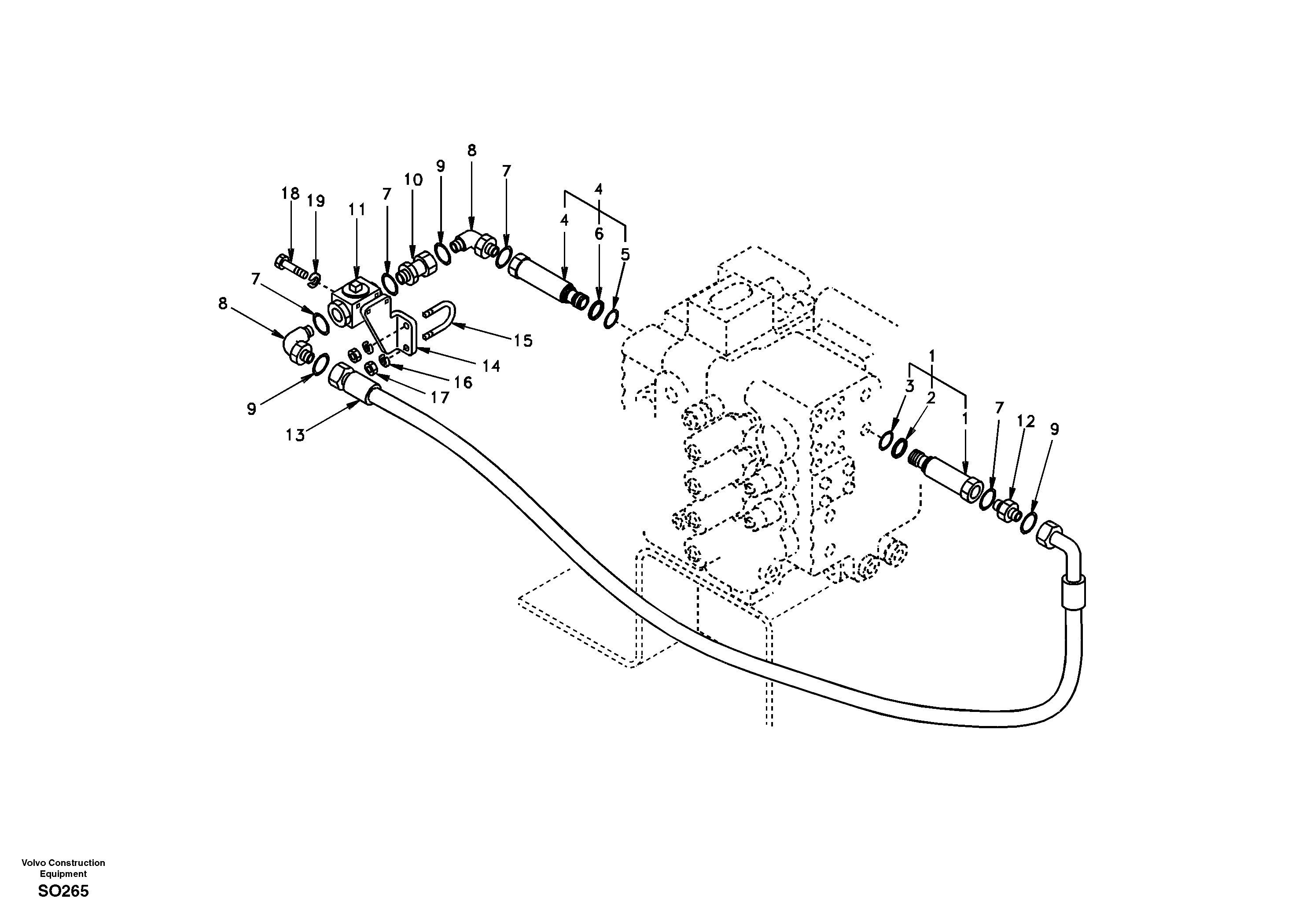 Схема запчастей Volvo EC150 - 44449 Working hydraulic, hammer and shear for 2nd pump flow EC150
