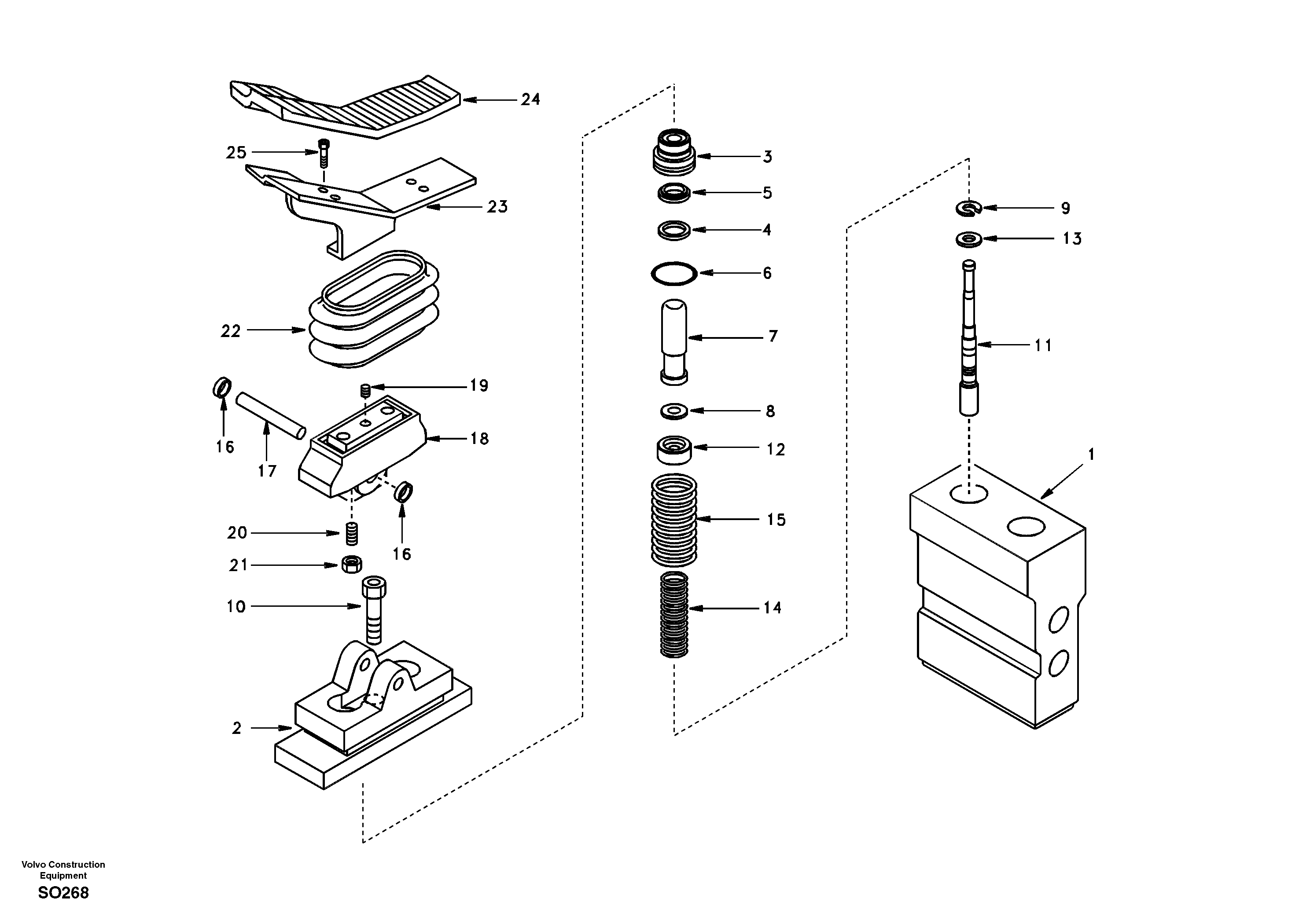 Схема запчастей Volvo EC150 - 50809 Working hydraulic, remote control valve pedal for hammer and shear EC150