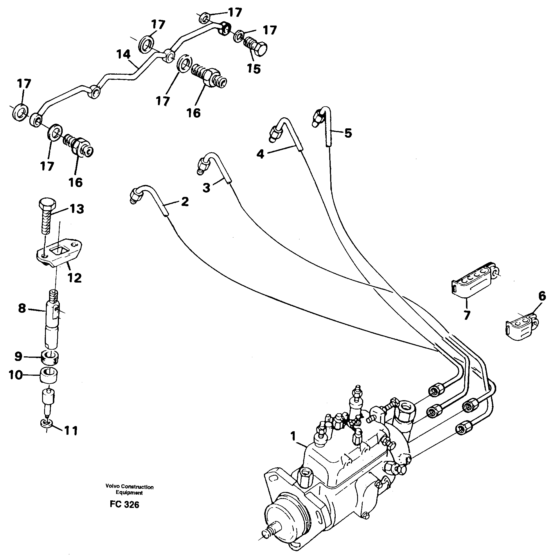Схема запчастей Volvo EC150 - 42131 Fuel lines, injectors EC150 ?KERMAN ?KERMAN EC150 SER NO - 129