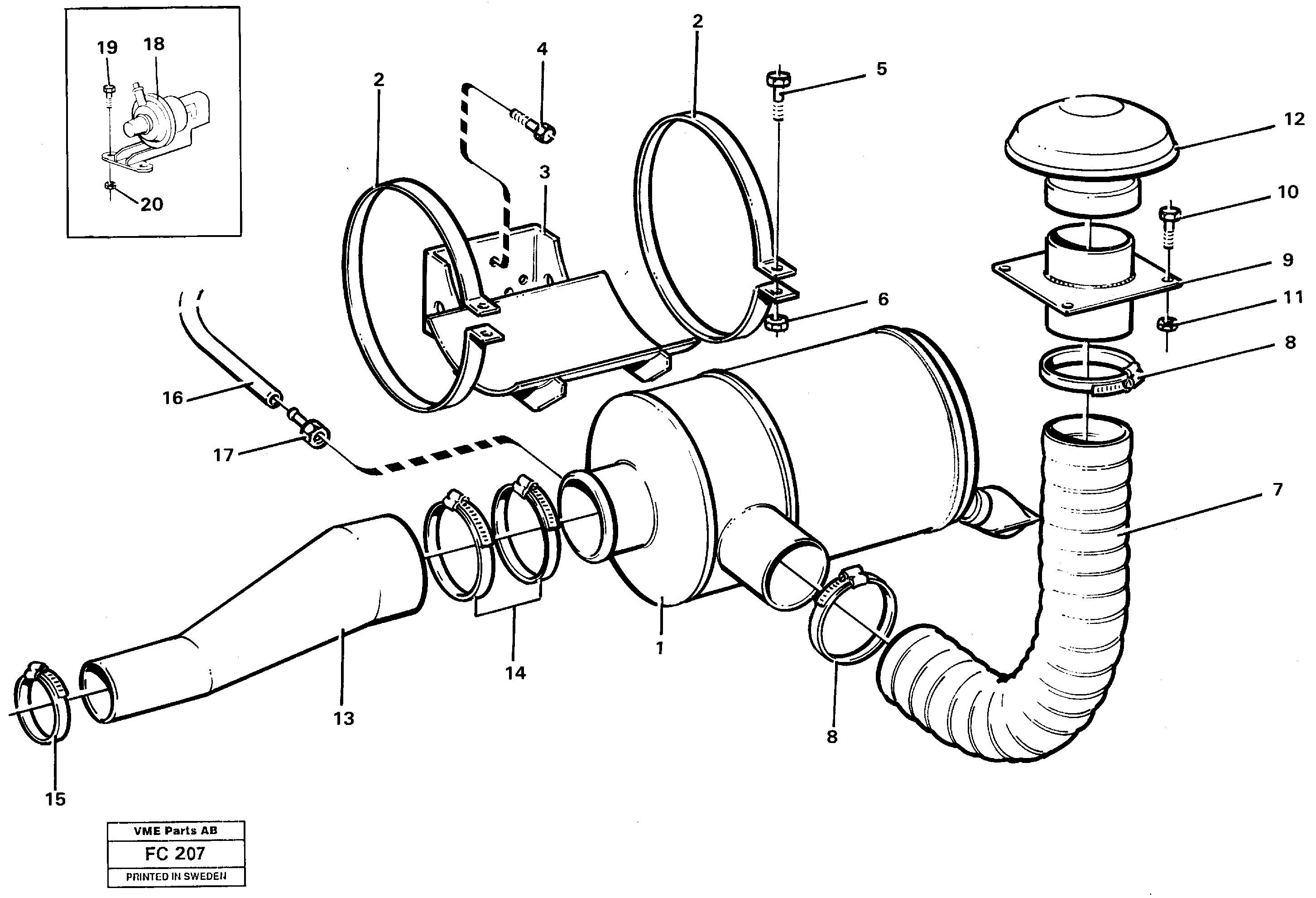 Схема запчастей Volvo EC150 - 31381 Фильтр воздушный EC150 ?KERMAN ?KERMAN EC150 SER NO - 129