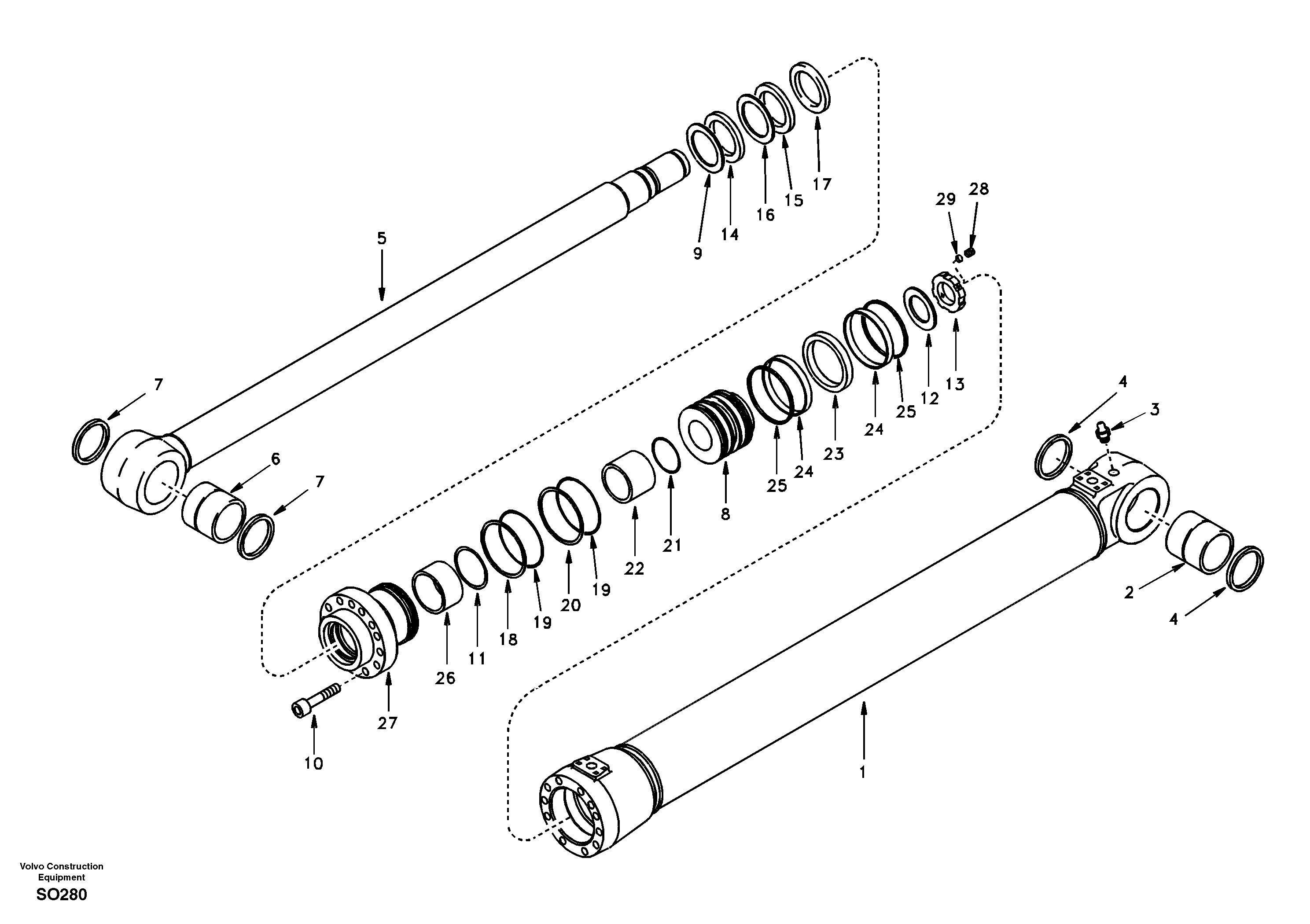Схема запчастей Volvo EC150 - 38928 Гидроцилиндр стрелы EC150