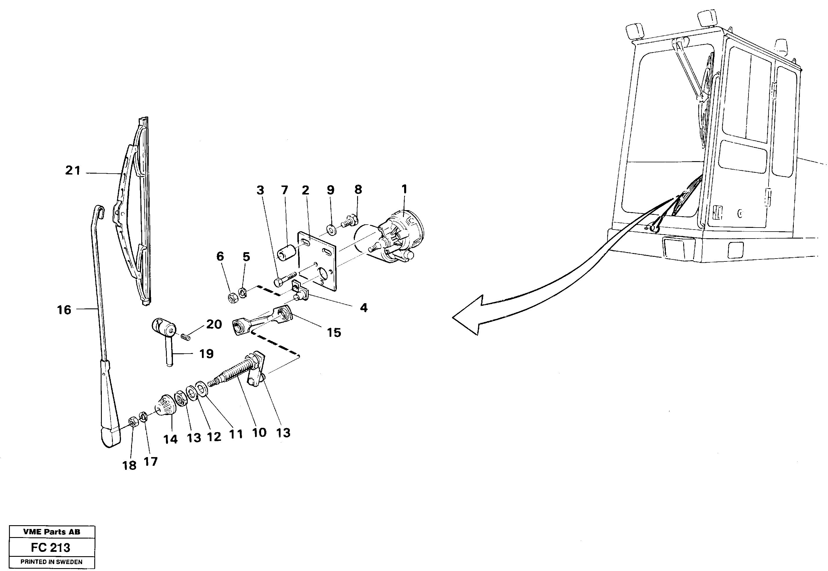 Схема запчастей Volvo EC150 - 7948 Windscreen wiper, lower EC150 ?KERMAN ?KERMAN EC150 SER NO - 129