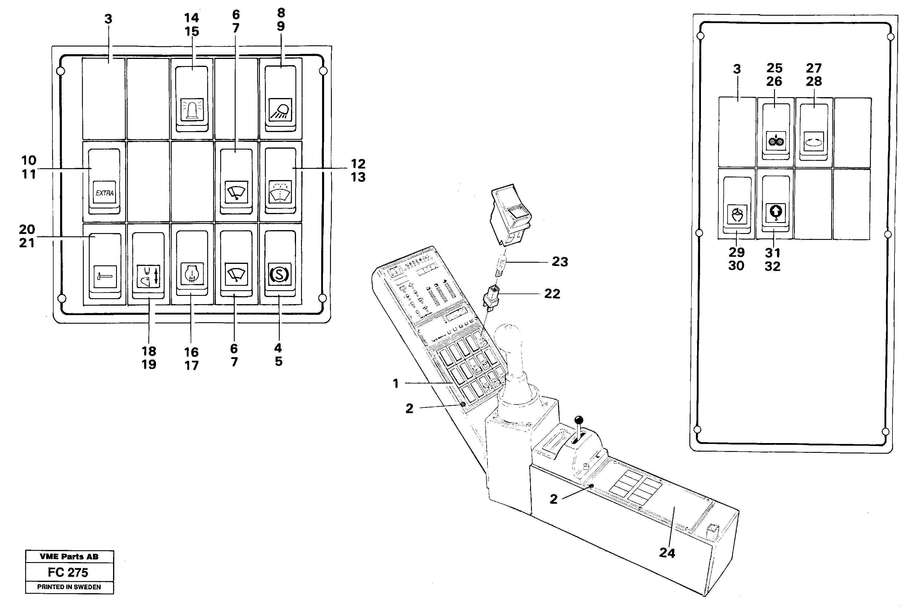 Схема запчастей Volvo EC150 - 32365 Toggle switch panel EC150 ?KERMAN ?KERMAN EC150 SER NO - 129