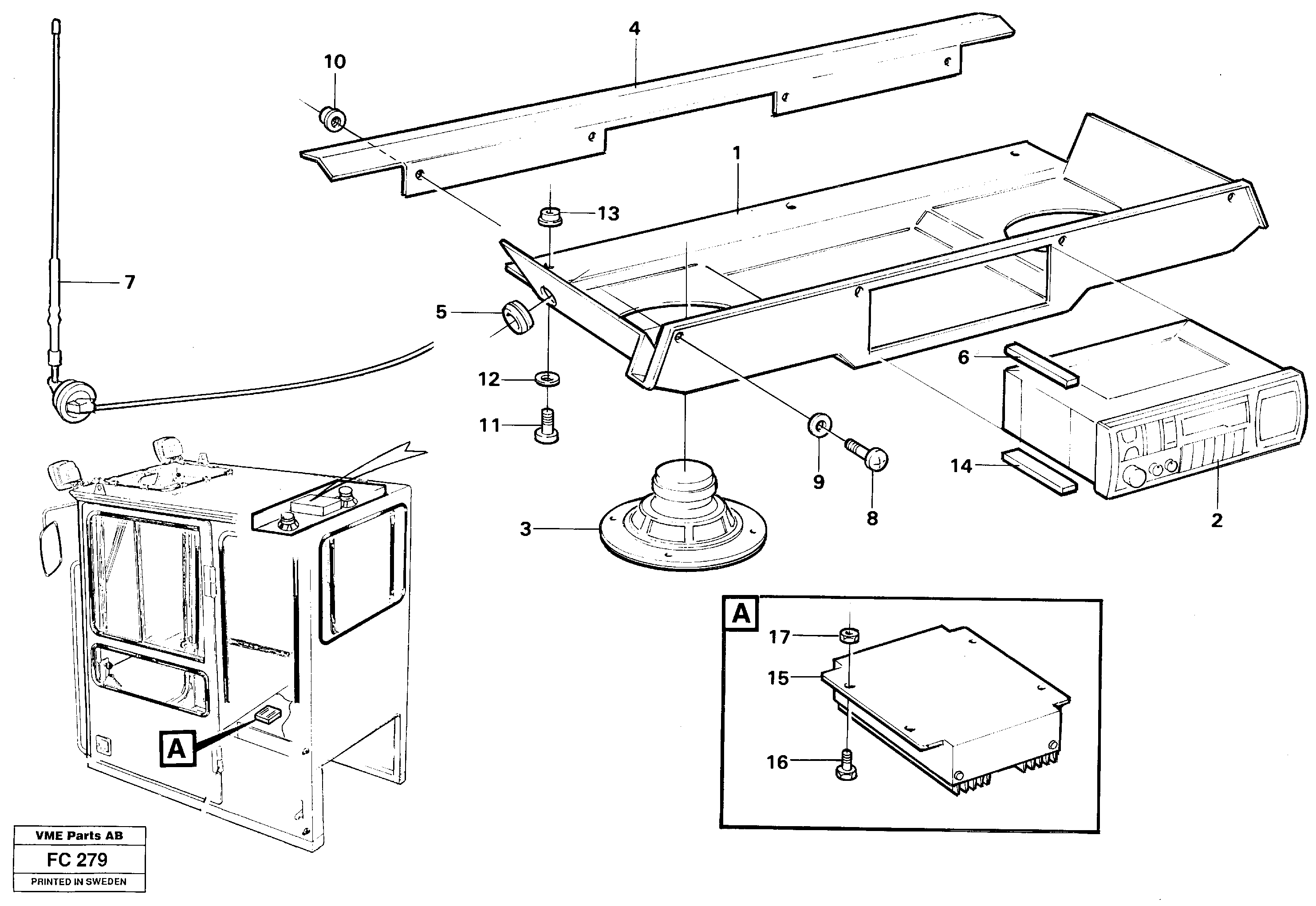 Схема запчастей Volvo EC150 - 7949 Radio installation, converter EC150 ?KERMAN ?KERMAN EC150 SER NO - 129
