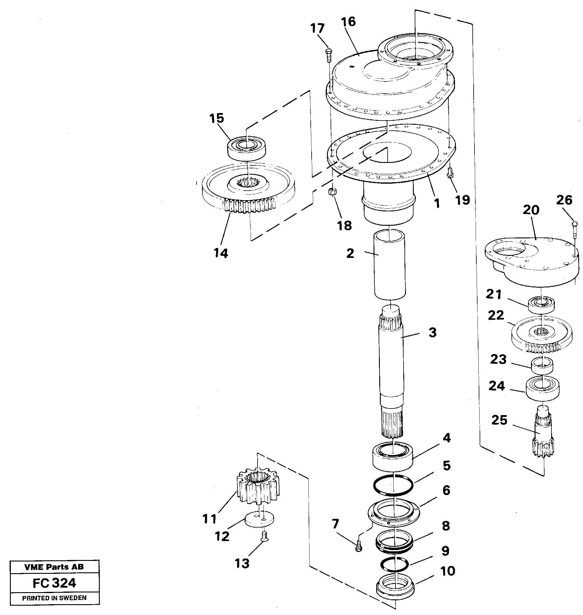 Схема запчастей Volvo EC150 - 6754 Swing gearbox EC150 ?KERMAN ?KERMAN EC150 SER NO - 129