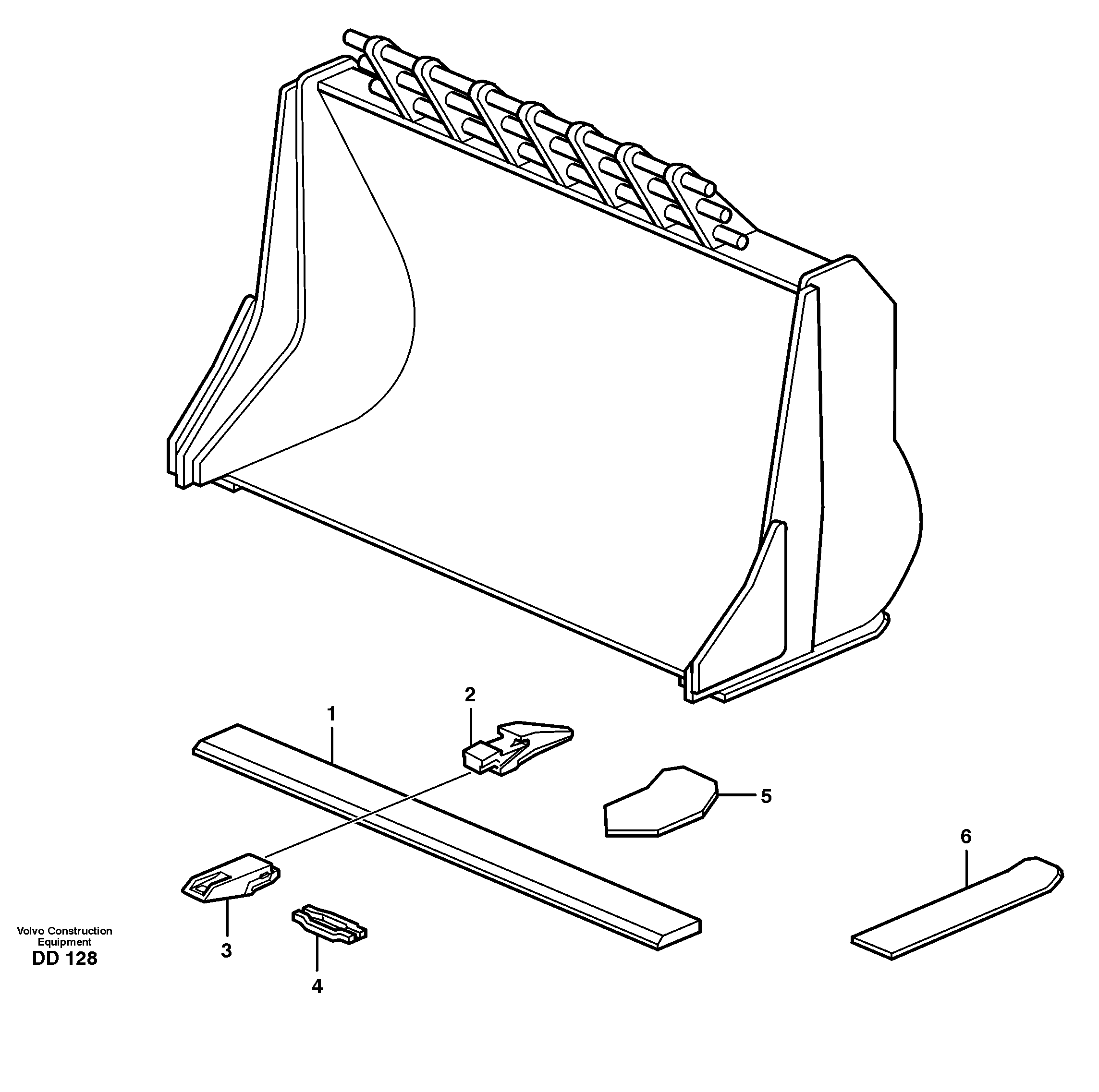 Схема запчастей Volvo EC150 - 15201 Bucket, straight with teeth ATTACHMENTS ATTACHMENTS BUCKETS