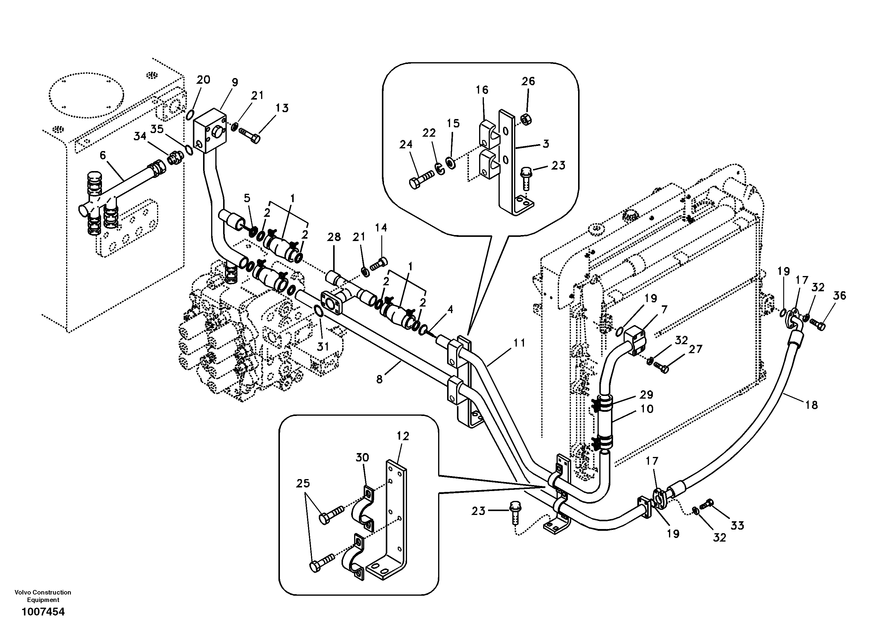 Схема запчастей Volvo EC160B - 10818 Hydraulic system, hydraulic tank to hydraulic oil cooler EC160B