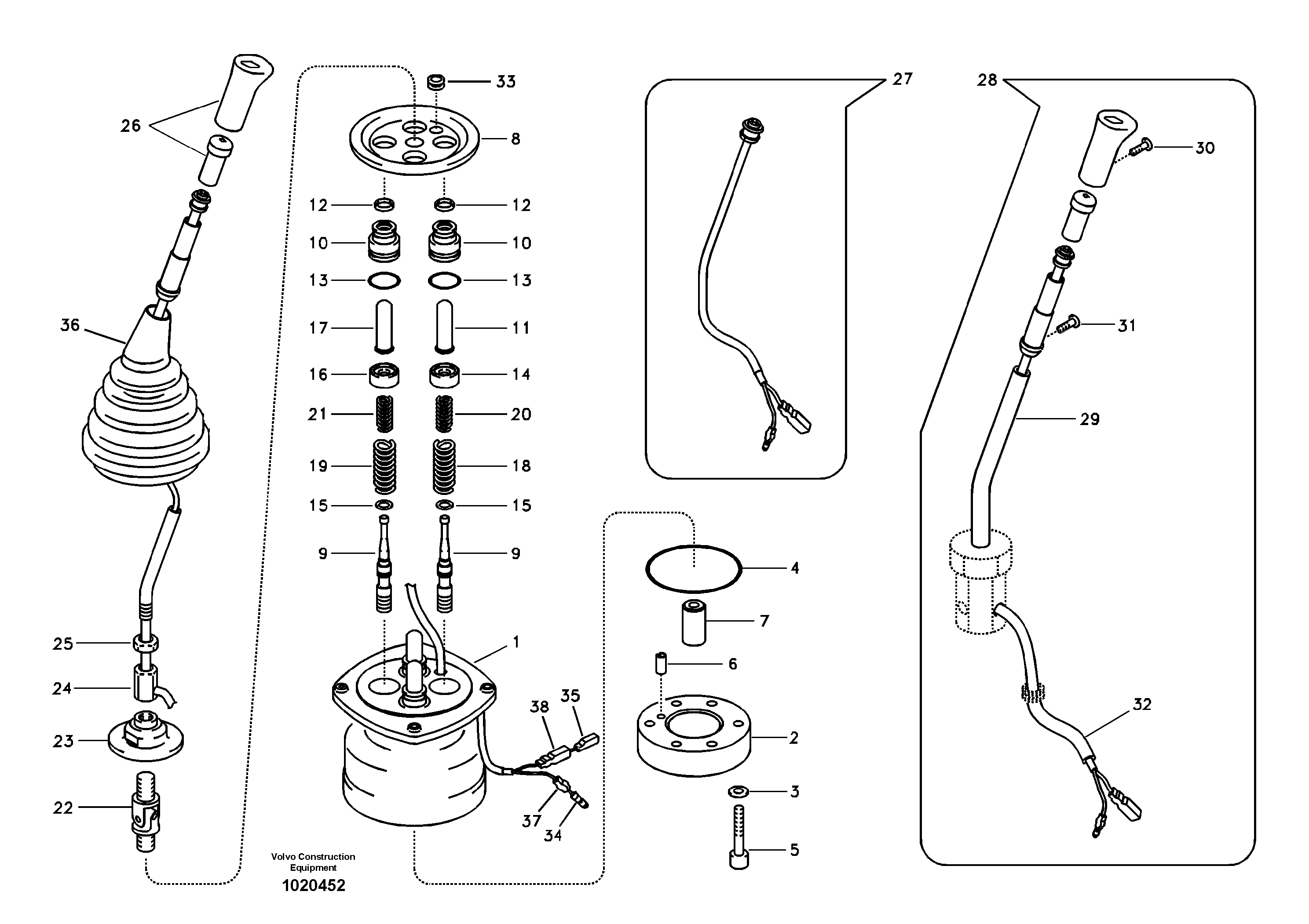 Схема запчастей Volvo EC160B - 93800 Servo system, remote control valve EC160B
