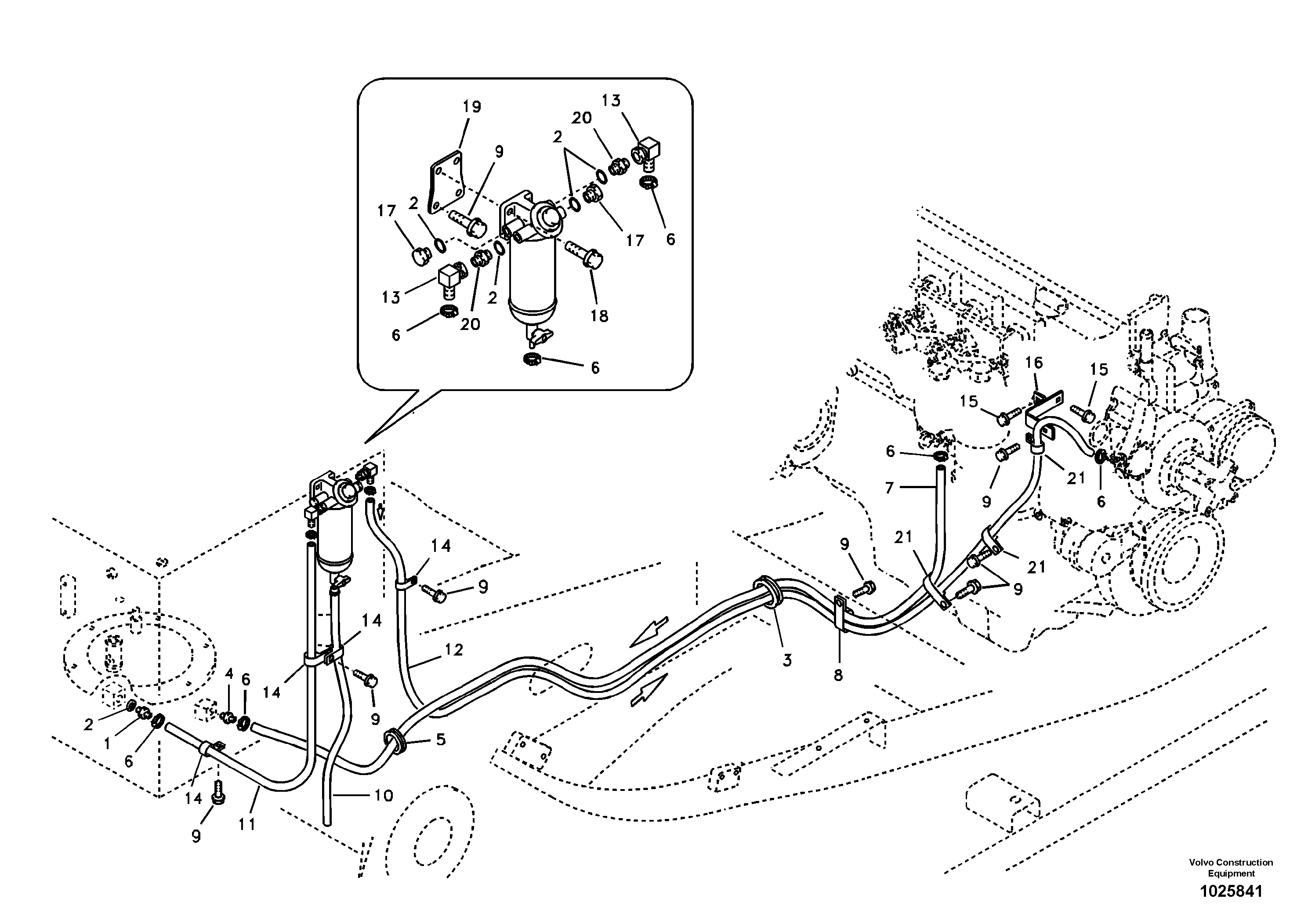Схема запчастей Volvo EC160B - 76212 Fuel pipe - Fuel tank EC160B PRIME S/N 12001-