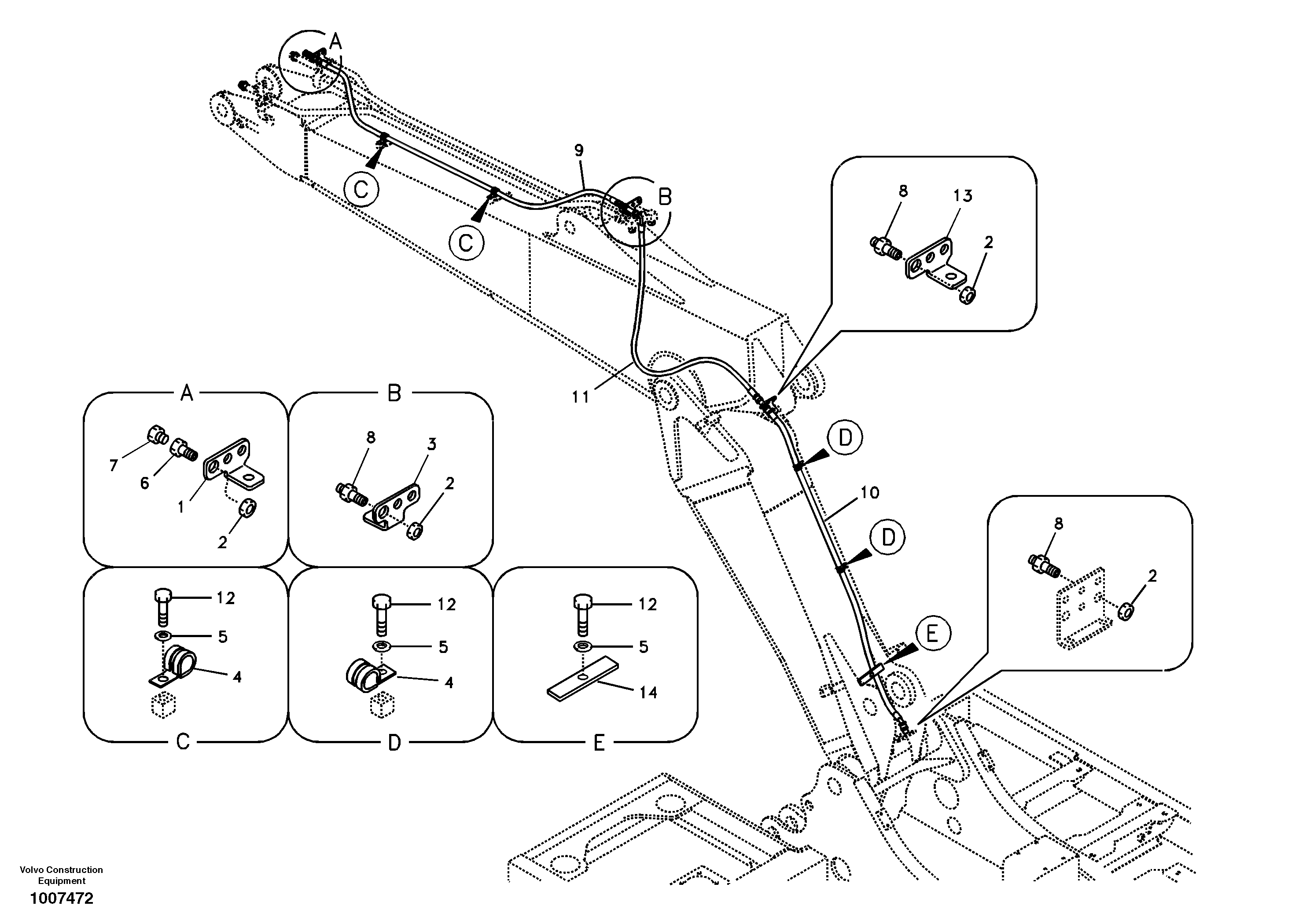 Схема запчастей Volvo EC160B - 46989 Working hydraulic, oil leak on adjustable boom EC160B