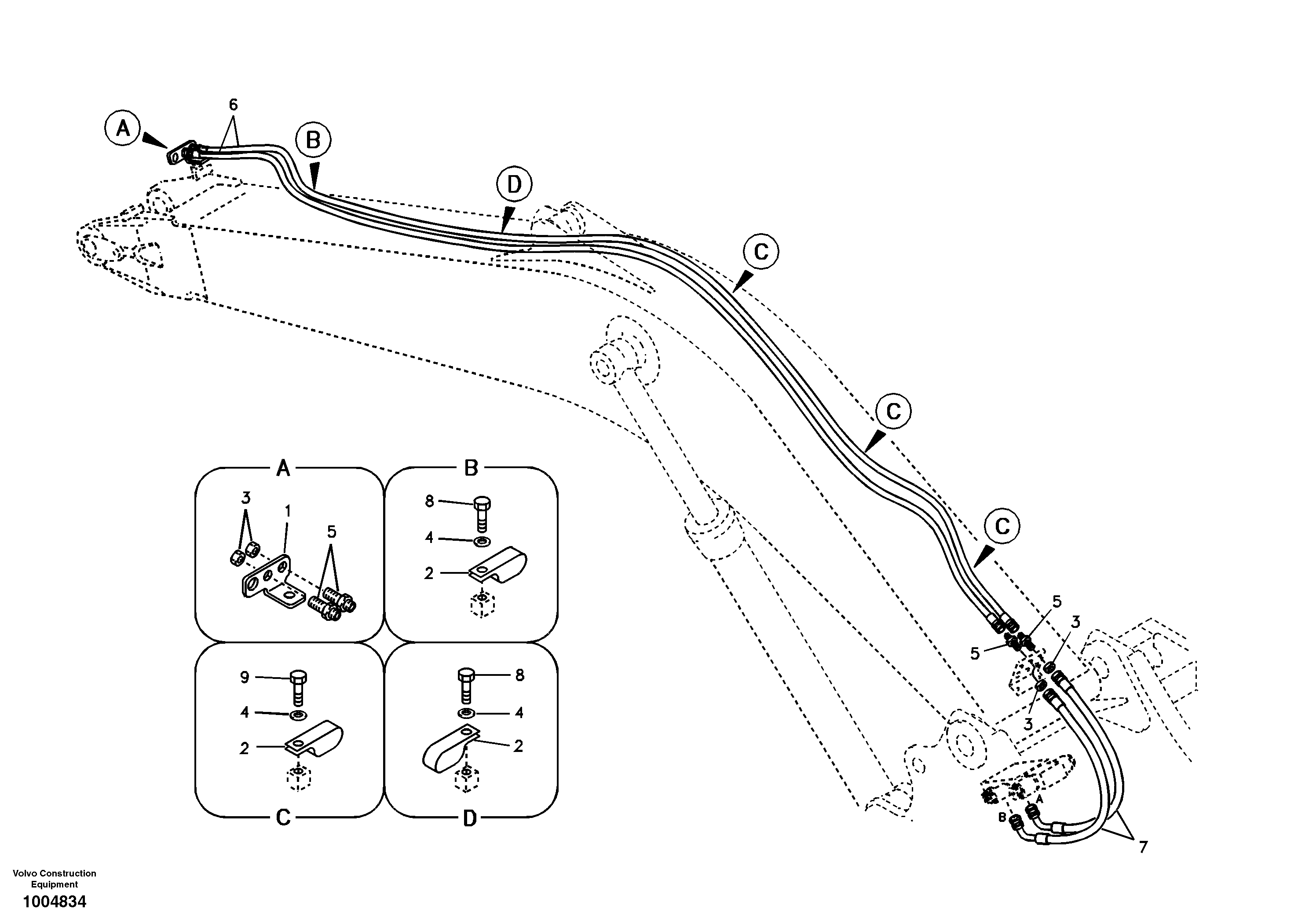 Схема запчастей Volvo EC160B - 12412 Working hydraulic, slope and rotator on boom EC160B
