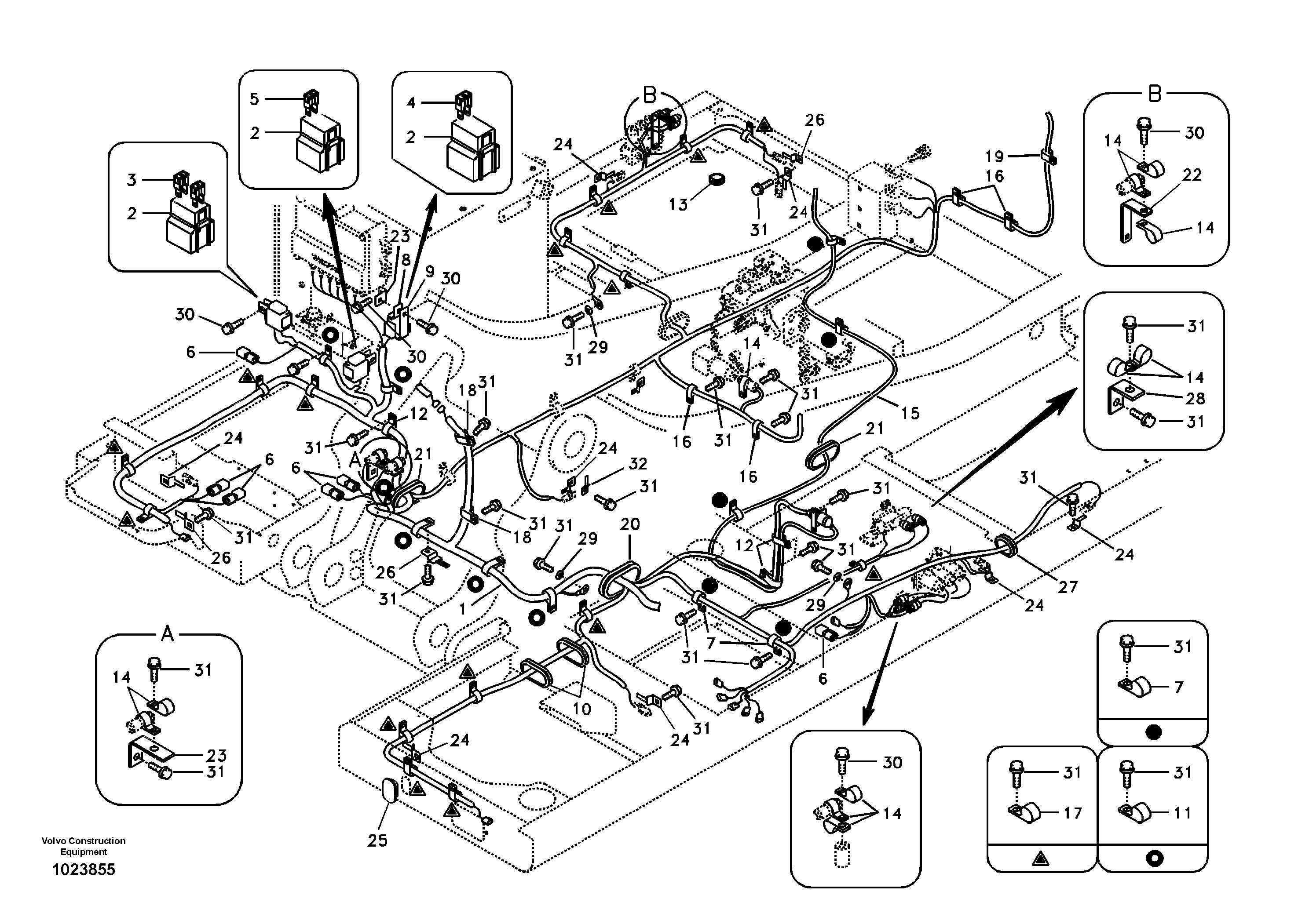 Схема запчастей Volvo EC160B - 1232 Cable and wire harness, main EC160B PRIME S/N 12001-