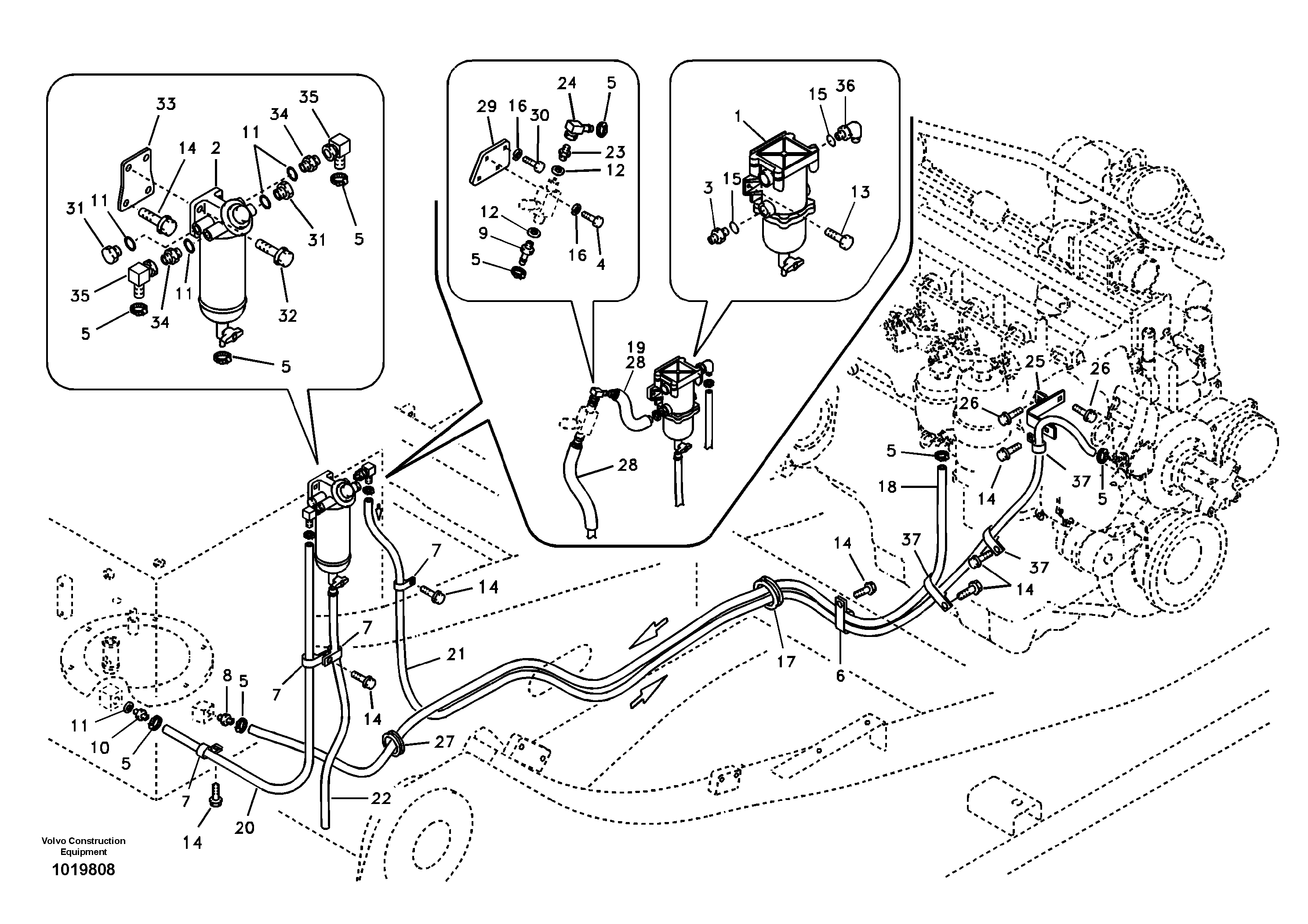Схема запчастей Volvo EC160B - 71375 Fuel pipe - Fuel tank EC160B