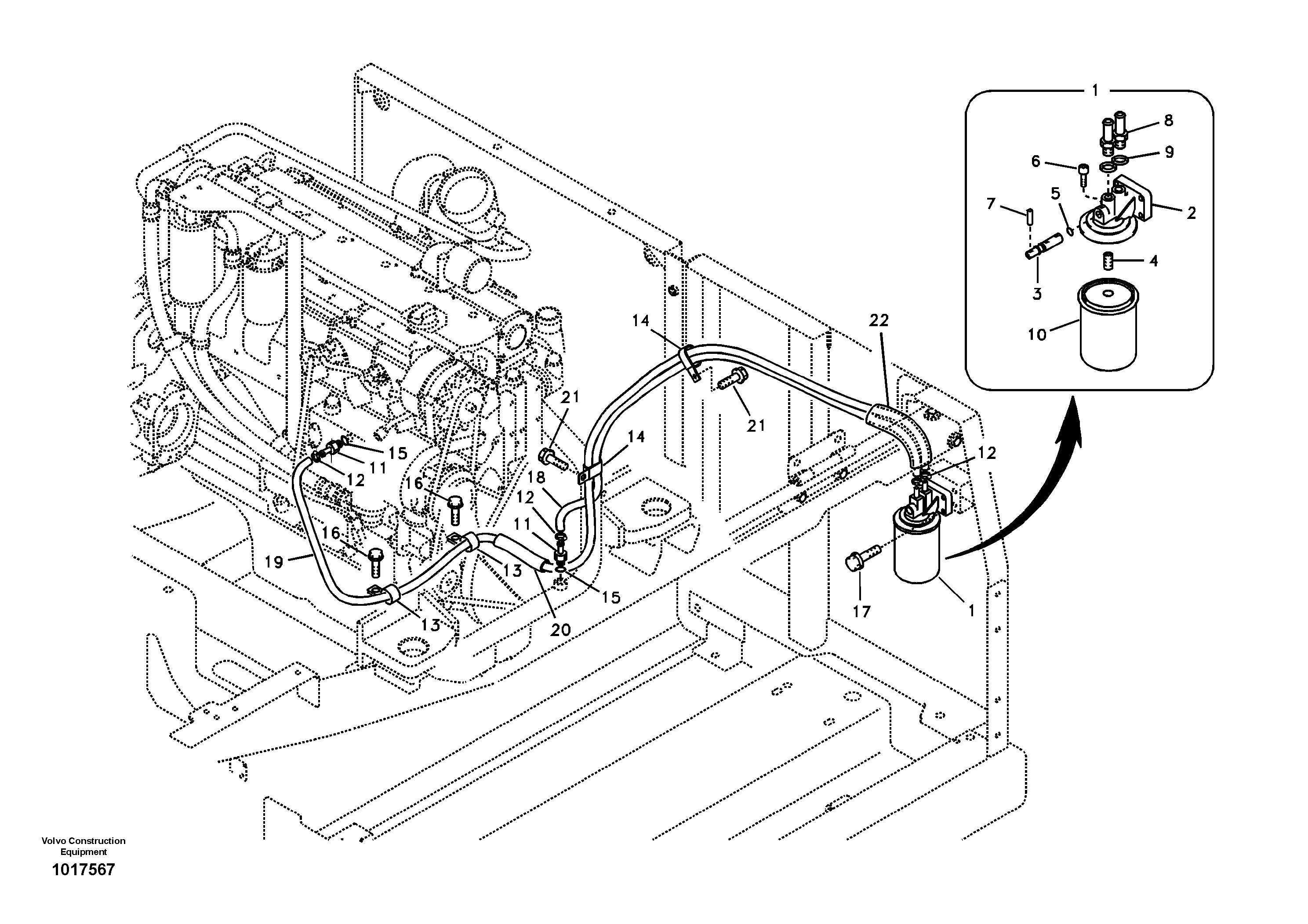Схема запчастей Volvo EC160B - 14460 Coolant filter EC160B